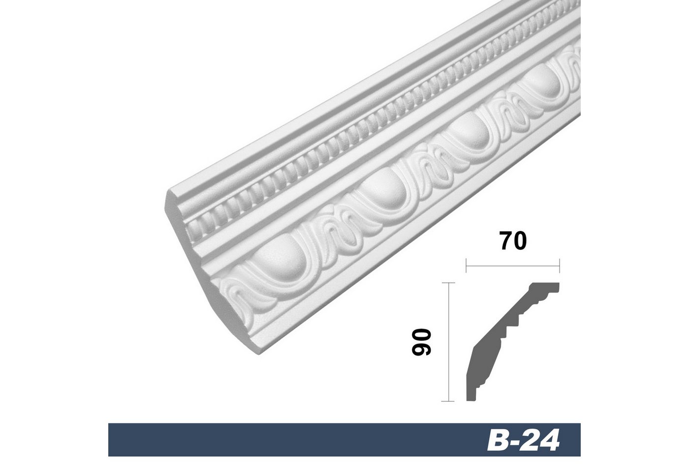 Thumbnail - marbet design Stuckleiste B-24, 2 Meter, Deckenleisten Sparpaket aus Styropor EPS - Stuckleisten gemustert, leicht im tr...