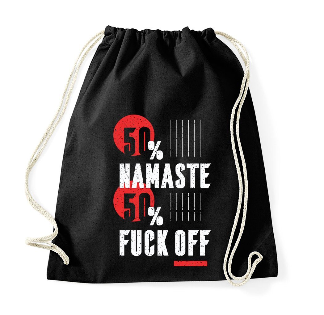 Turnbeutel "50% Namaste, 50% f*ck off" Baumwoll Tasche Turnbeutel