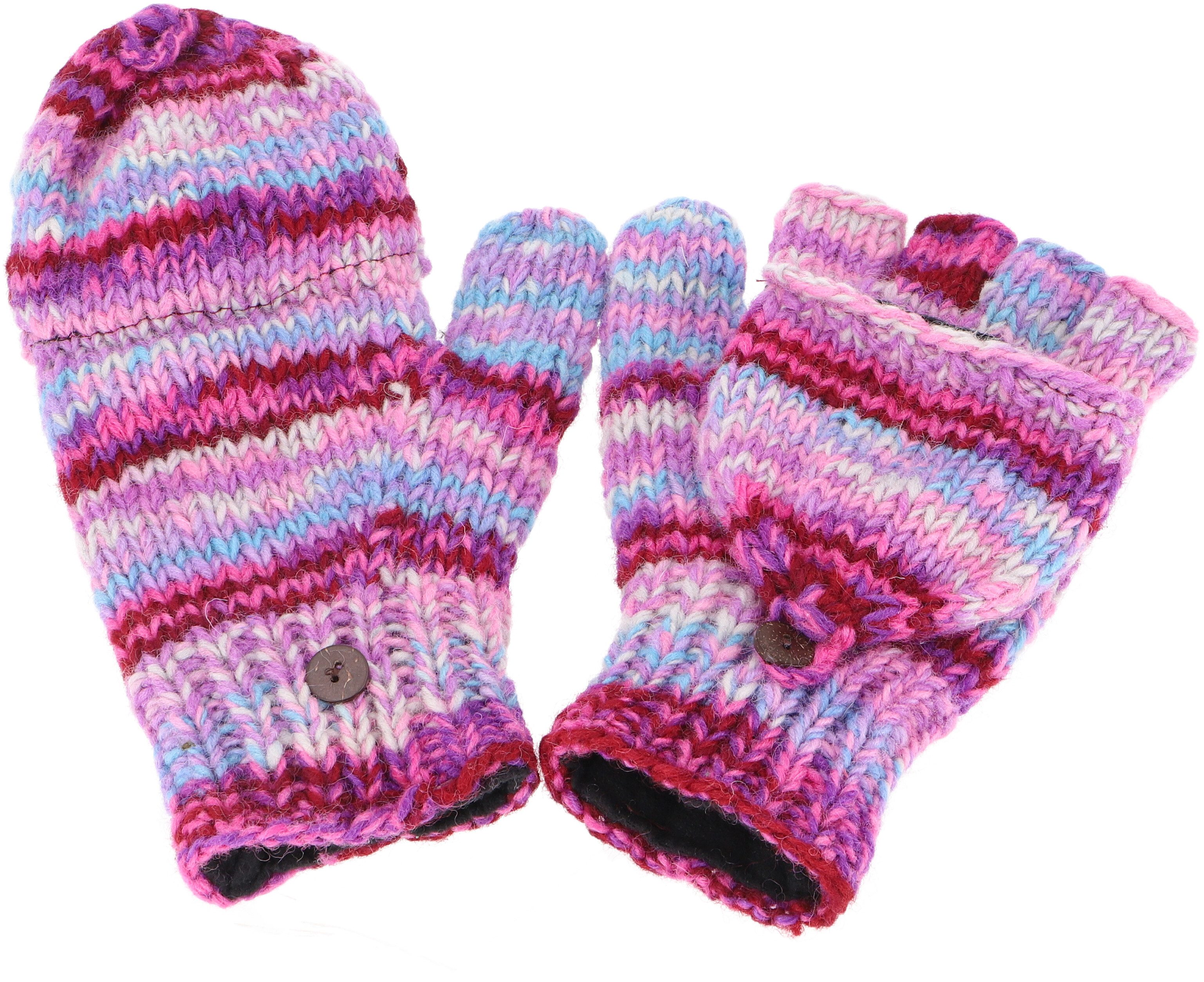 Guru-Shop Strickhandschuhe Handgestrickte Handschuhe, Klapphandschuhe..