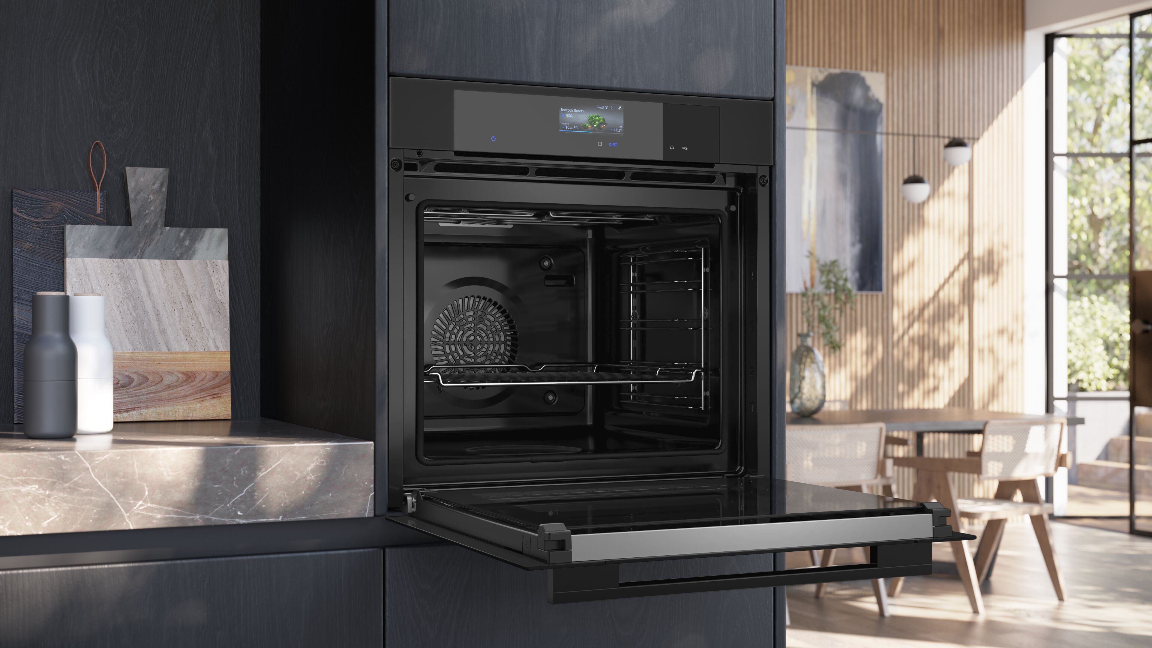 SIEMENS Pyrolyse Backofen iQ700 HB776G1M1, mit Teleskopauszug nachrüstbar