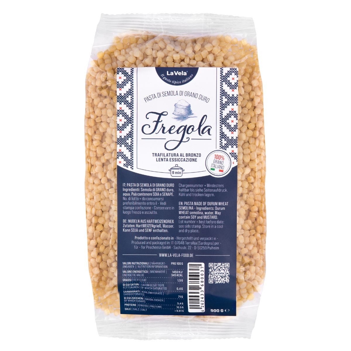 La Vela Nudeln La Vela Fregola Pasta Trafilatura al Bronzo 500g Nudeln aus Sardinien