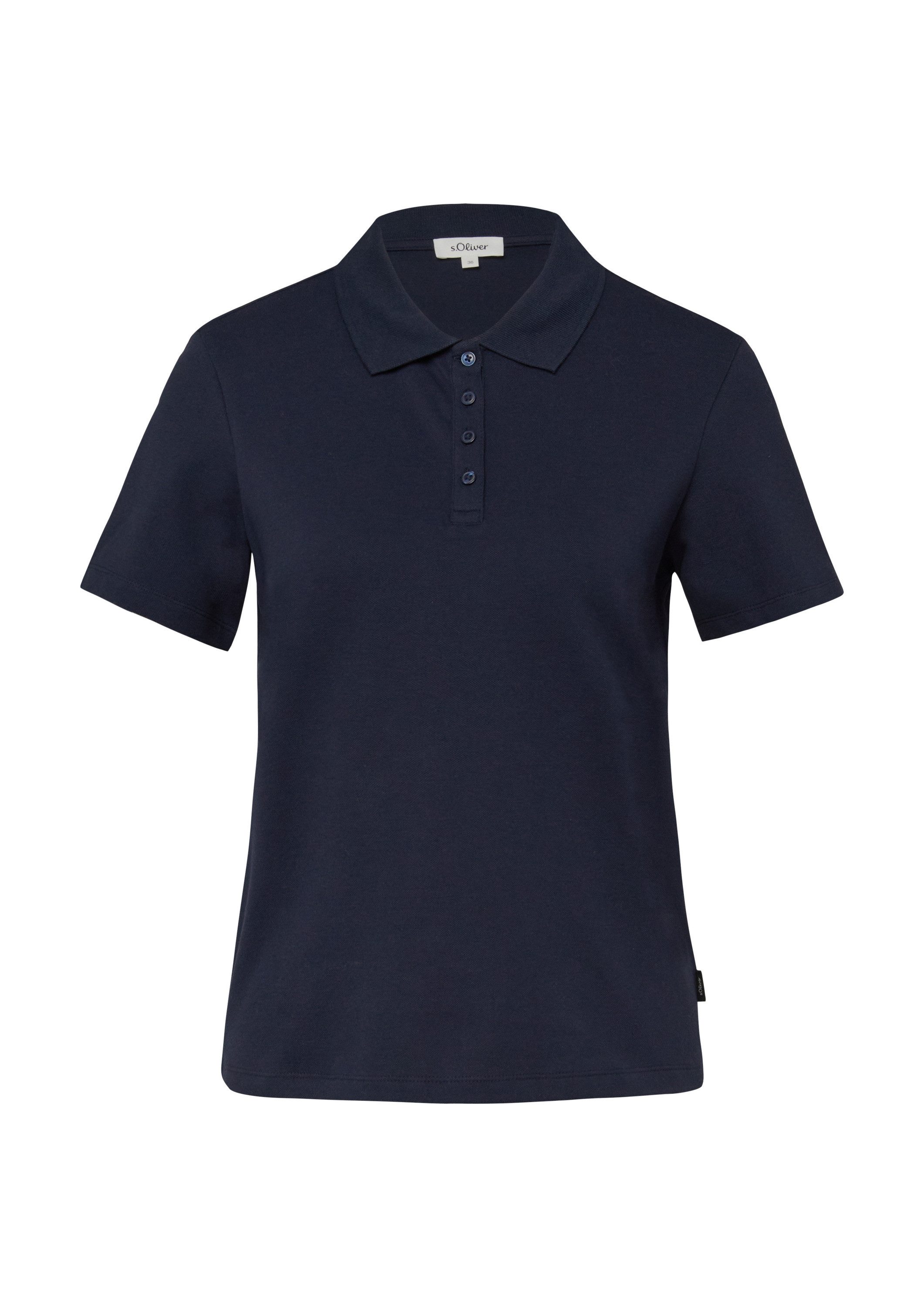 s.Oliver Kurzarmshirt Polo-Shirt Poloshirt aus Baumwoll-Piqué
