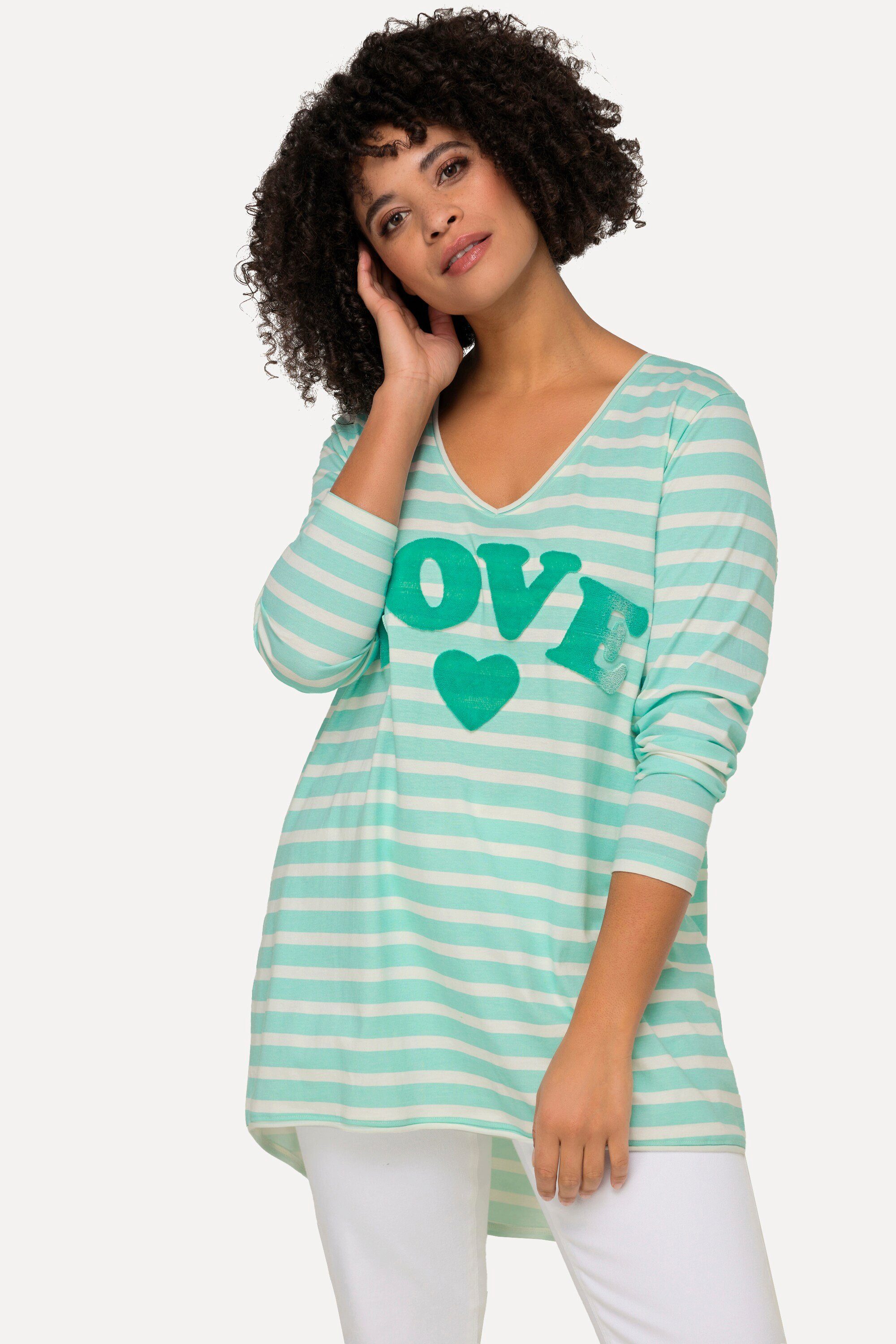 Angel of Style Longshirt Longshirt geringelt LOVE Druck Langarm