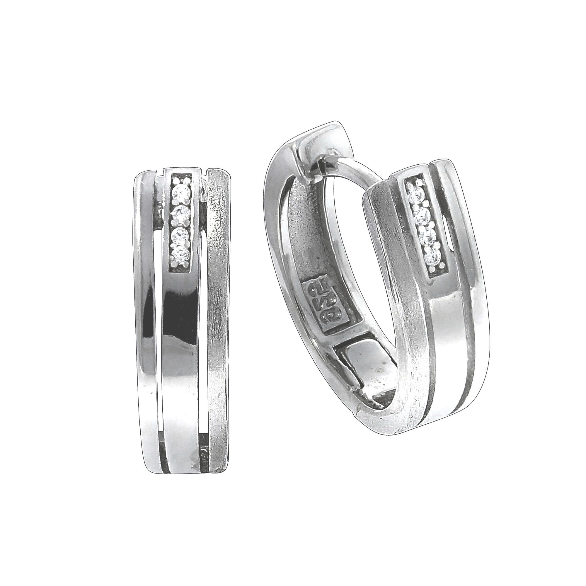 Paar Creolen 925 Silber Zirkonia