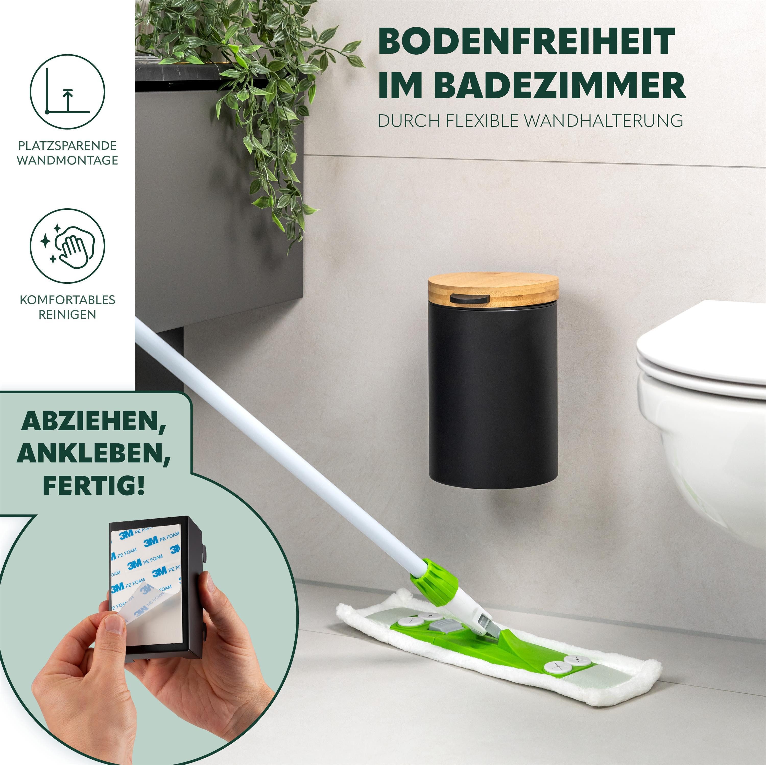 bremermann Kosmetikeimer Wand-Kosmetikeimer 3 l, Badmülleimer 2-Wege-Montage, rund