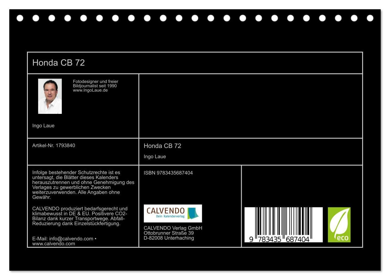 Thumbnail - CALVENDO Wandkalender Honda CB 72 (Tischkalender 2025 DIN A5 quer), CALVENDO Monatskalender