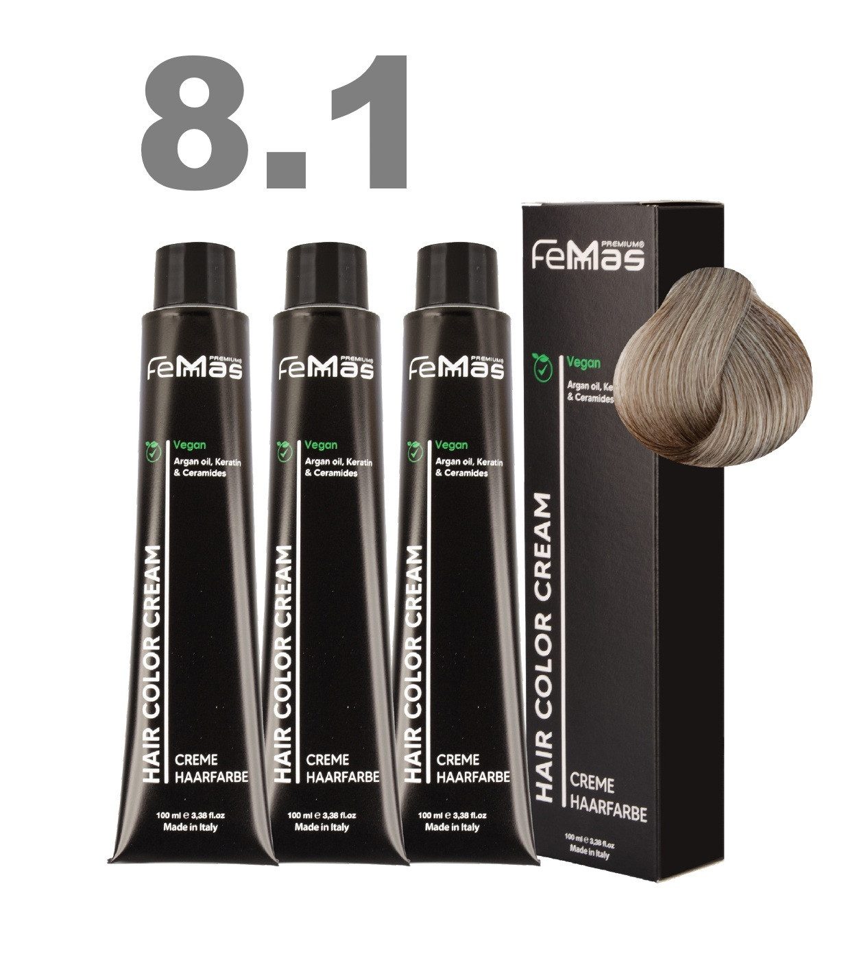Femmas Premium Haarfarbe FemMas professionelle Haarfarbe mit Arganöl 3 x 100 ml
