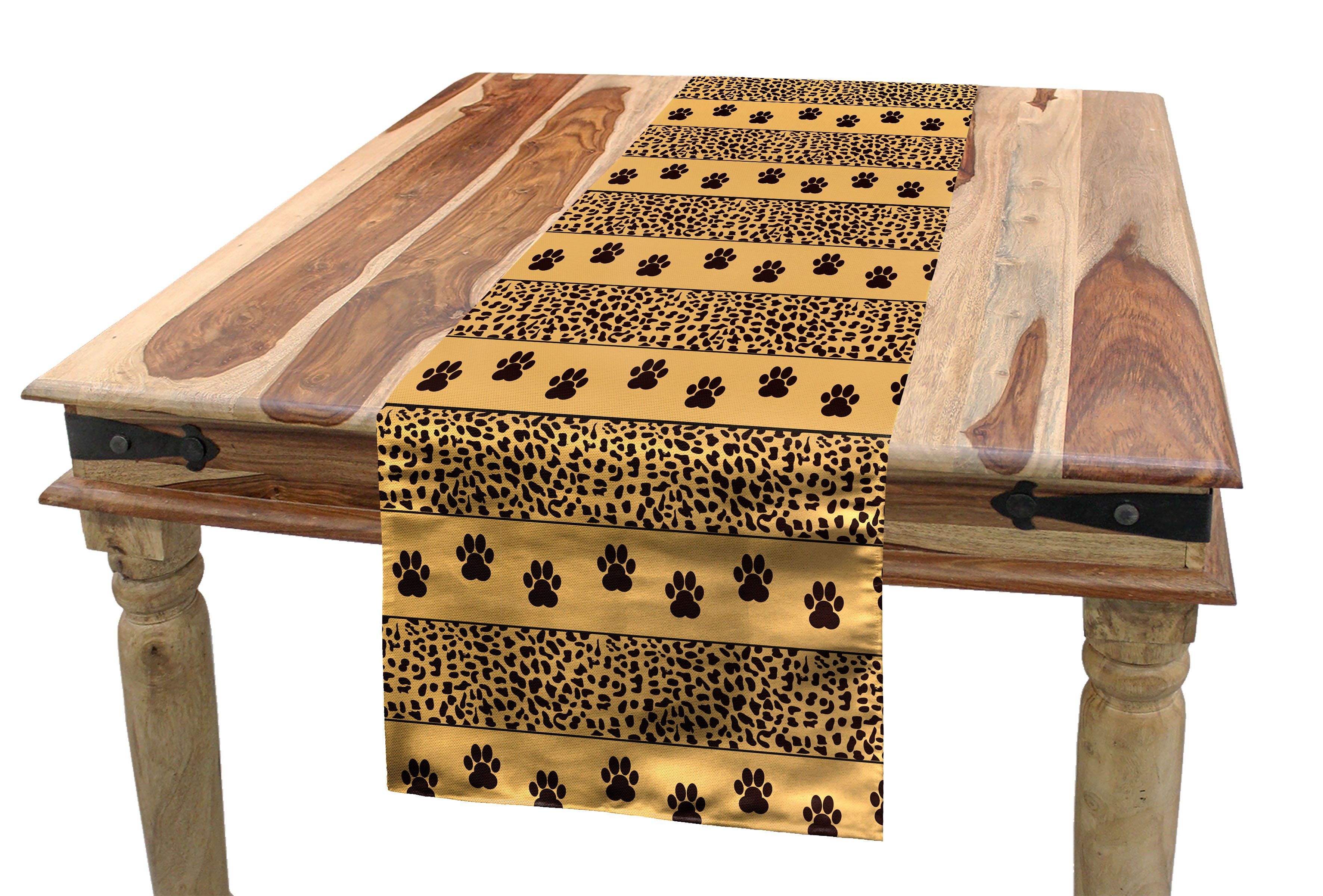 Abakuhaus Tischläufer Esszimmer Küche Rechteckiger Dekorativer Tischläufer, Safari Muster von Tierpfoten Spots