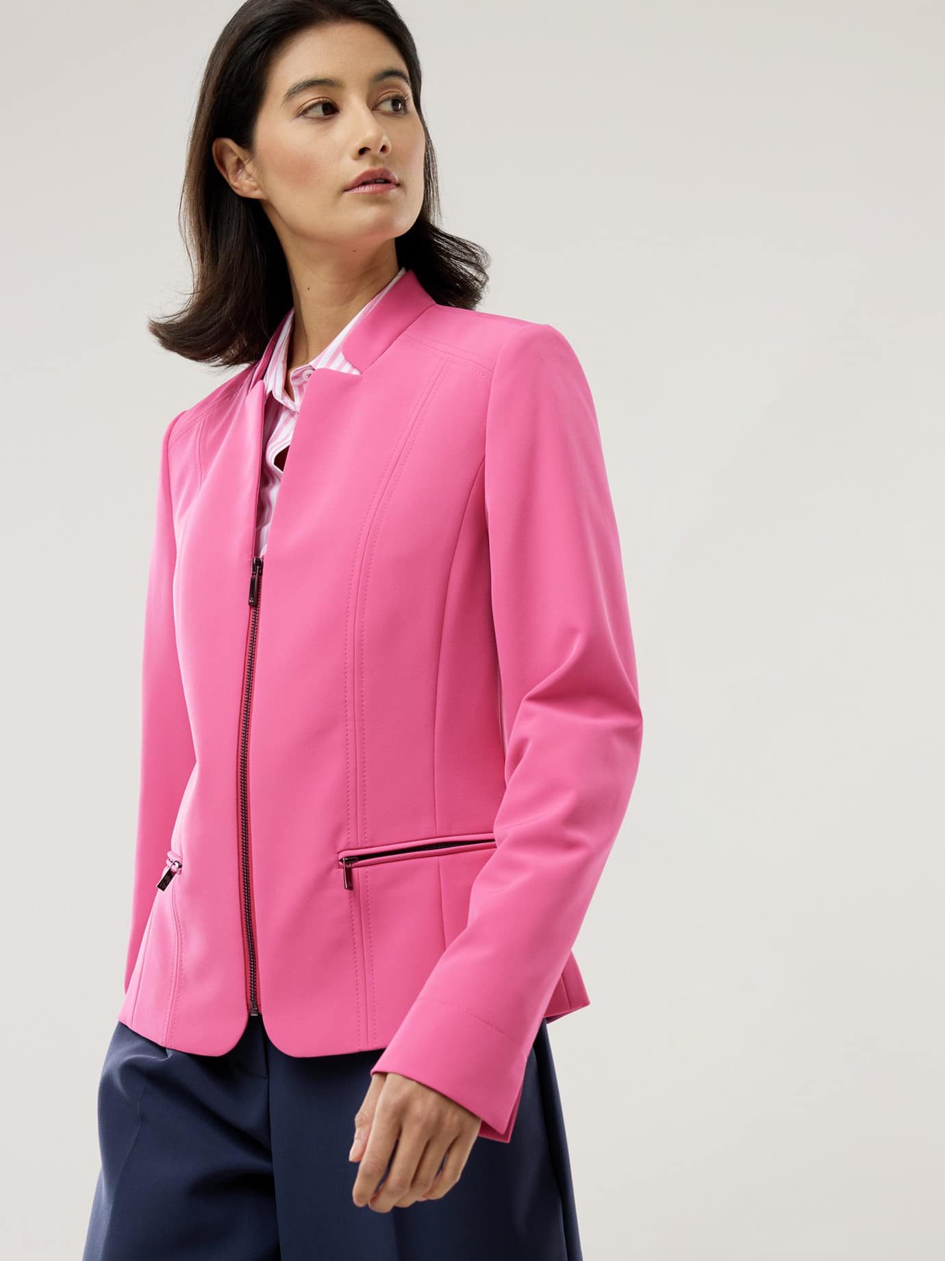 Walbusch Jackenblazer Damen Kofferblazer knitterfrei waschmaschinenfest, Schmuckkragen, pflegeleicht, Kurzgröße