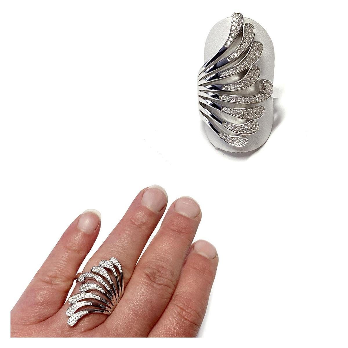 Edelschmiede925 Silberring moderner Silberring 925 mit Zirkonia - glänzend - #60