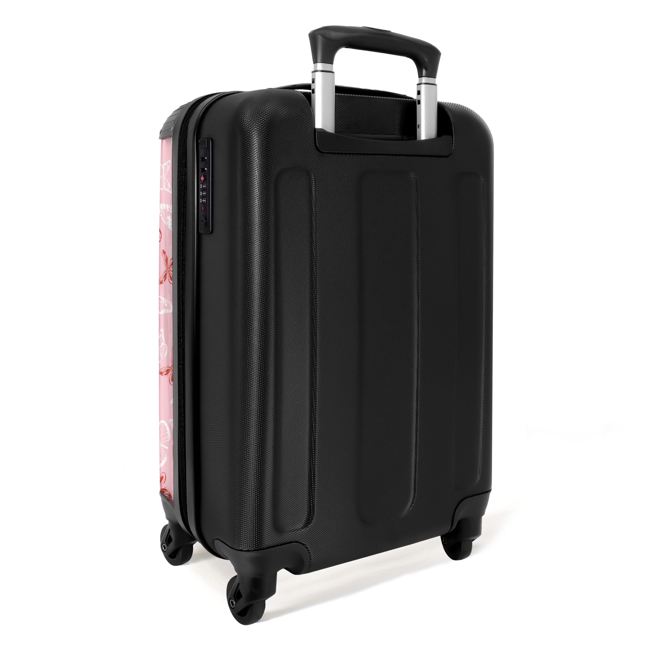 NoBoringSuitcases.com© Hartschalen-Trolley Muster von Schmetterlingen 55x35x20cm, 4 Rollen, Reisetasche mit Rollen, Koffer Handgepäck Flugzeug