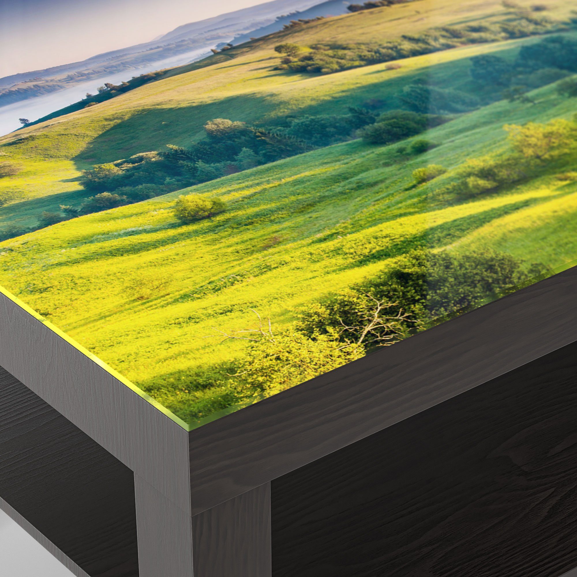 DEQORI Couchtisch 'Blick Glas Karpaten', Beistelltisch über Glastisch Schwarz modern