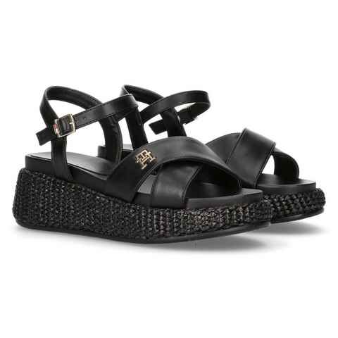 Tommy Hilfiger PLATFORM SANDAL Keilsandalette, Sommerschuh, Sandale, Keilabsatz, mit modischer Bastsohle