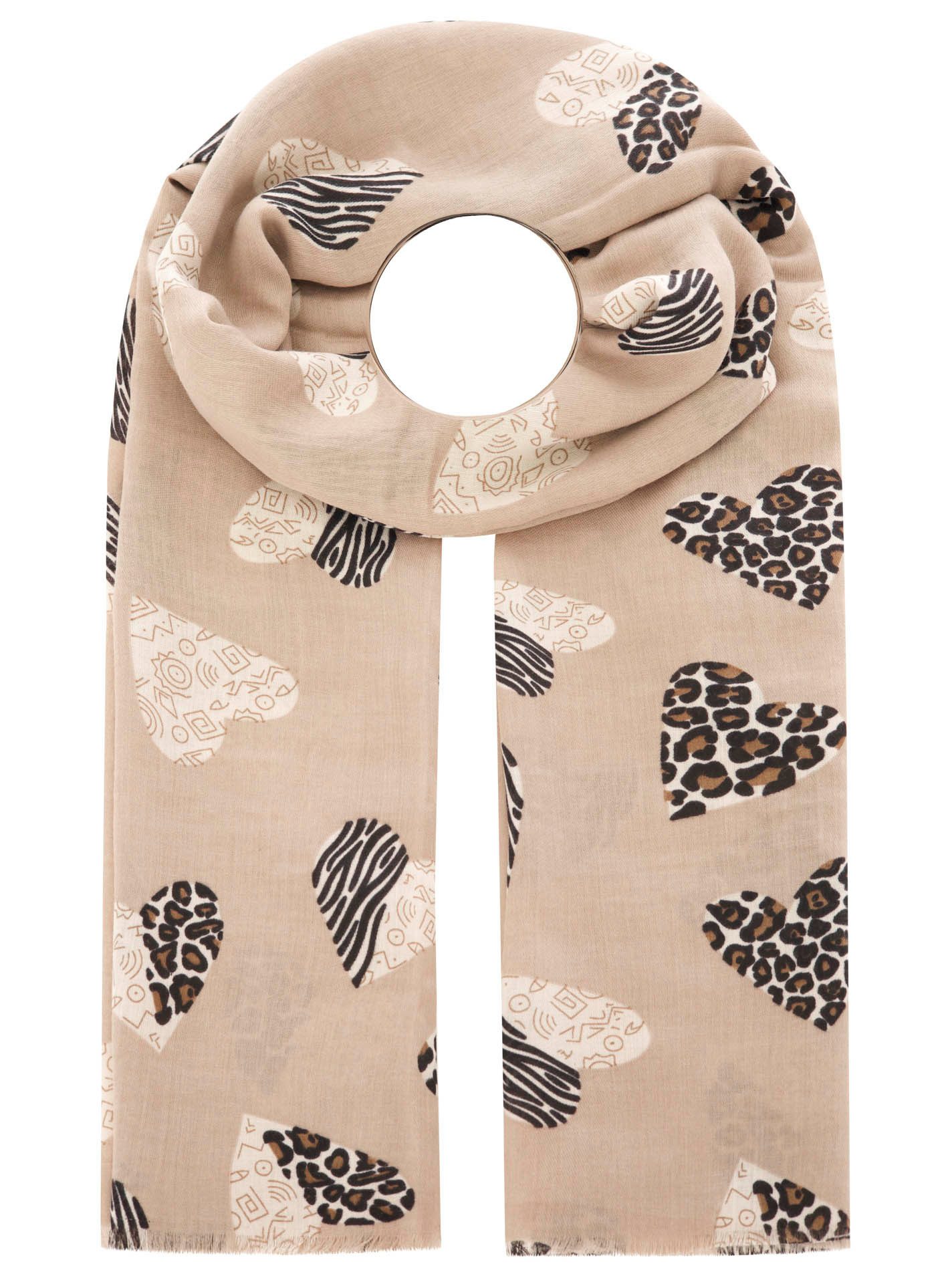 Zwillingsherz Schal "Safari Hearts", angesagtes Herzmuster im Leolook günstig online kaufen