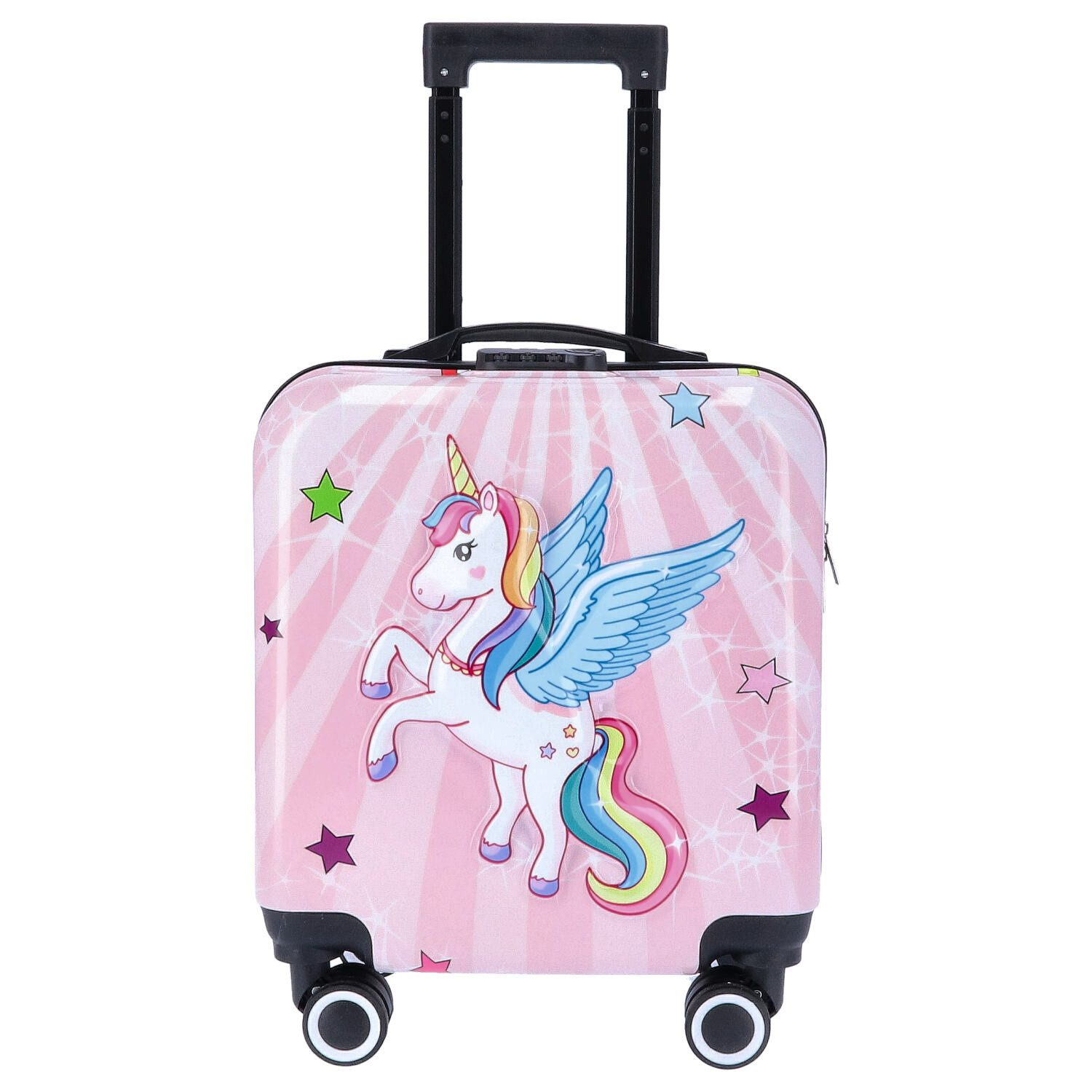 TheTrueC Koffer TheTrueC Kindertrolley 4 Rollen Einhorn Rosa