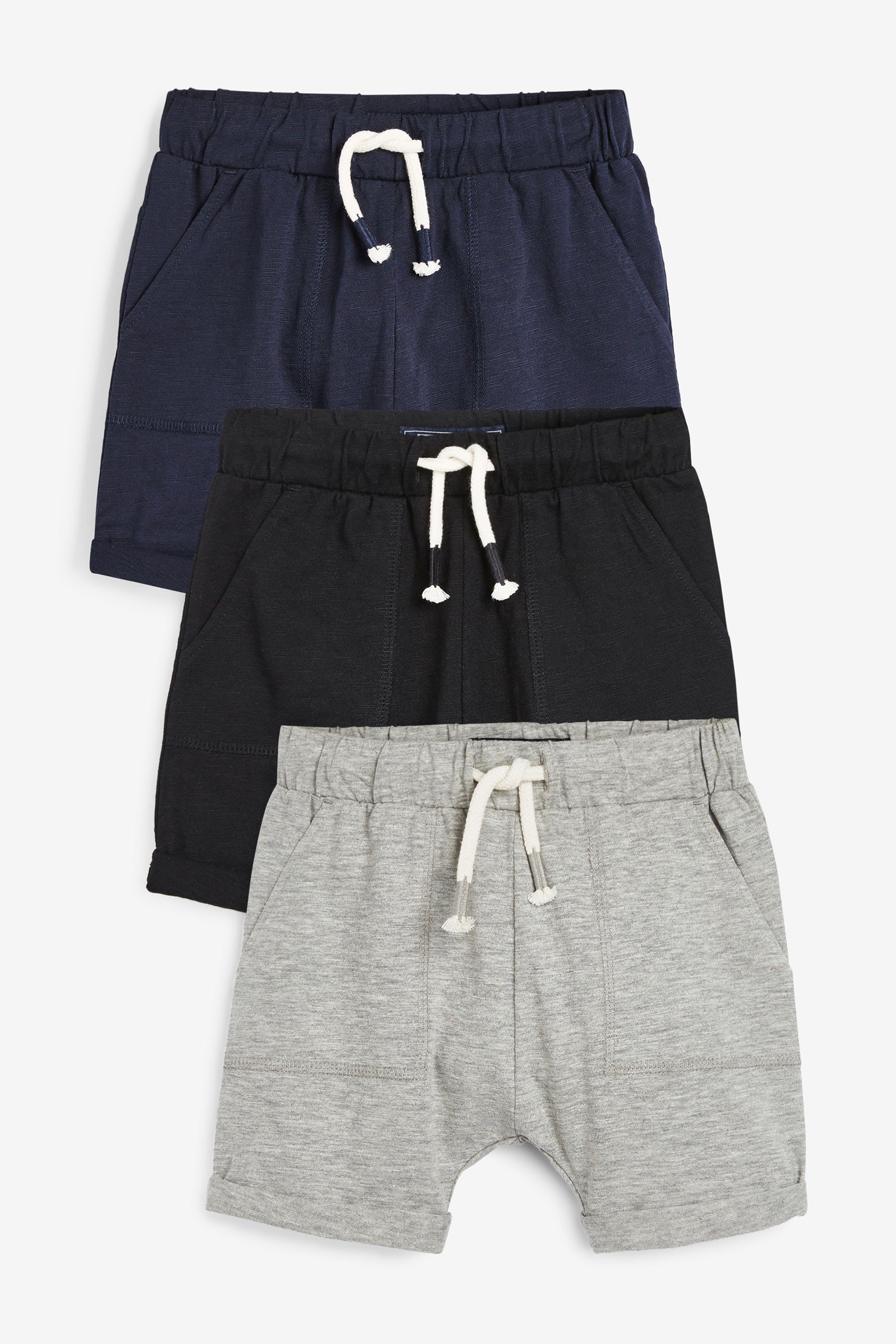 Next Sweatshorts Leichte 3er-Pack Jerseyshorts, Navy/Grey/Black (3-tlg)