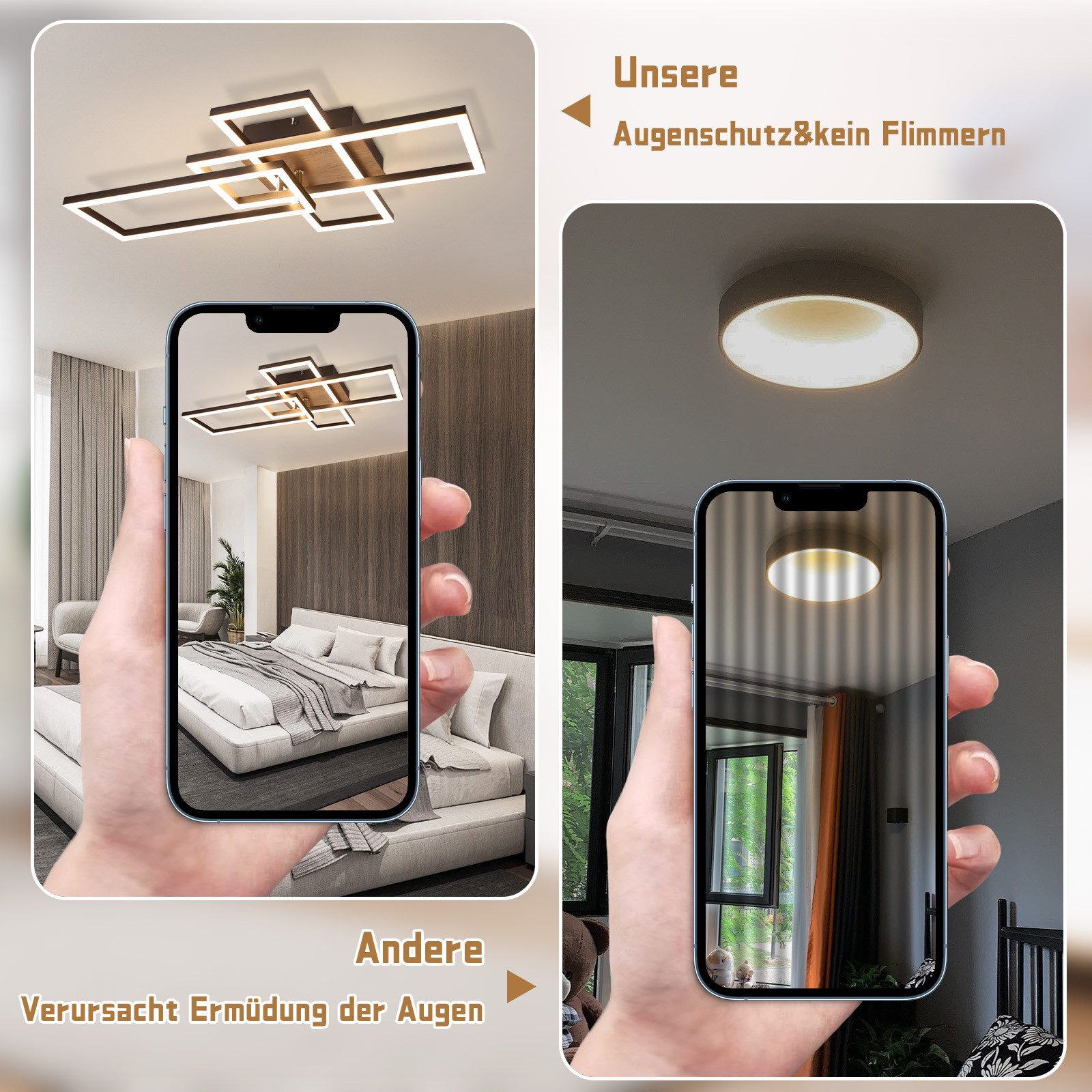 Nettlife Deckenleuchte Küchenlampe Modern Holz Schwarz 3000K Warmweiß, LED fest integriert, Warmweiß, für Küche Wohnzimmer Schlafzimmer Flur Esszimmer – Bild 5 von 5