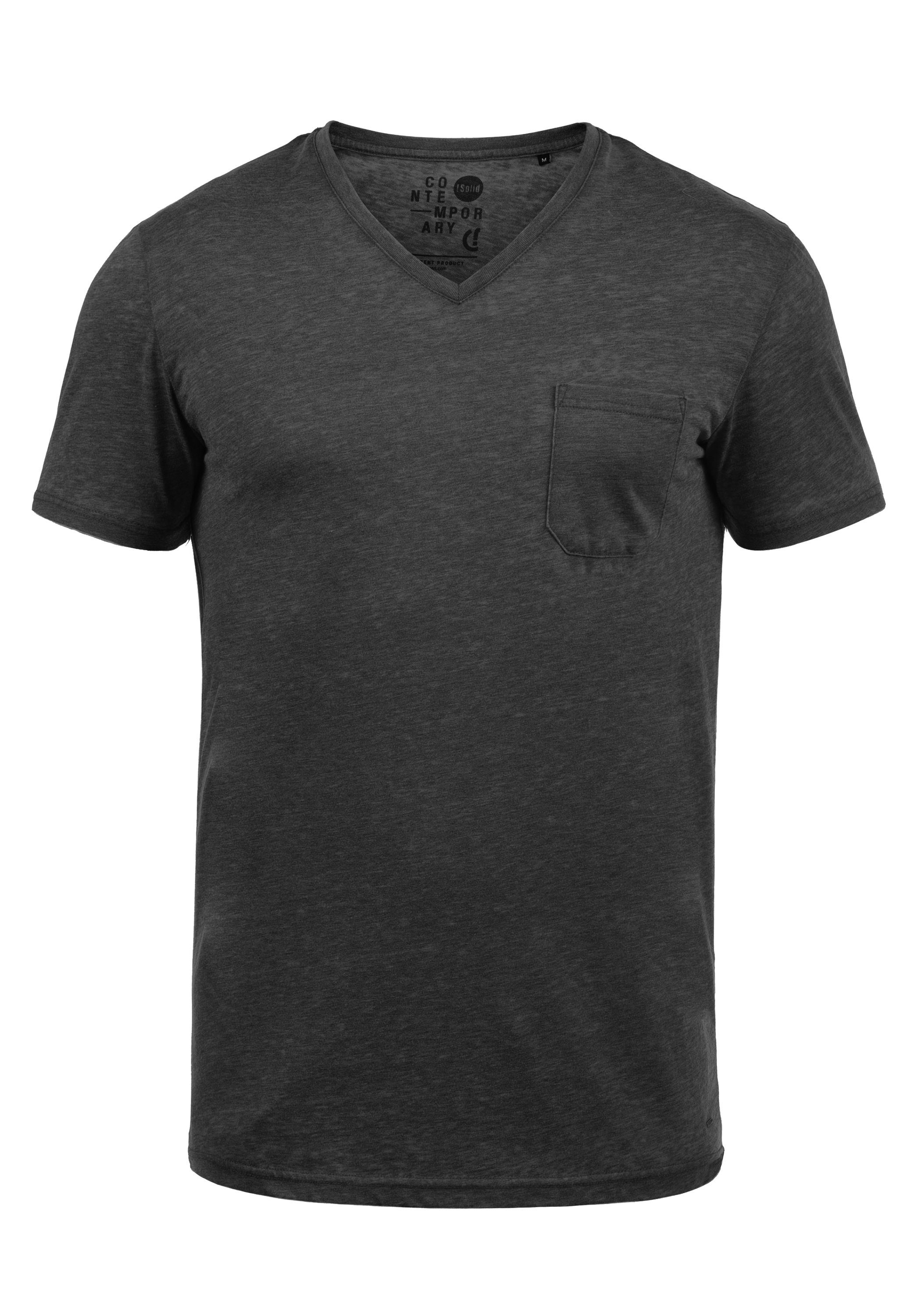 Solid V-Shirt SDTheon Kurzarmshirt V-Ausschnitt (9000) Black mit