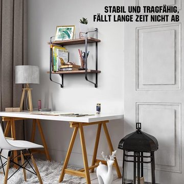 PFCTART Wandregal Wandregal mit 2 Etagen, Schweberegal Hängeregal Holz Industrie-Design