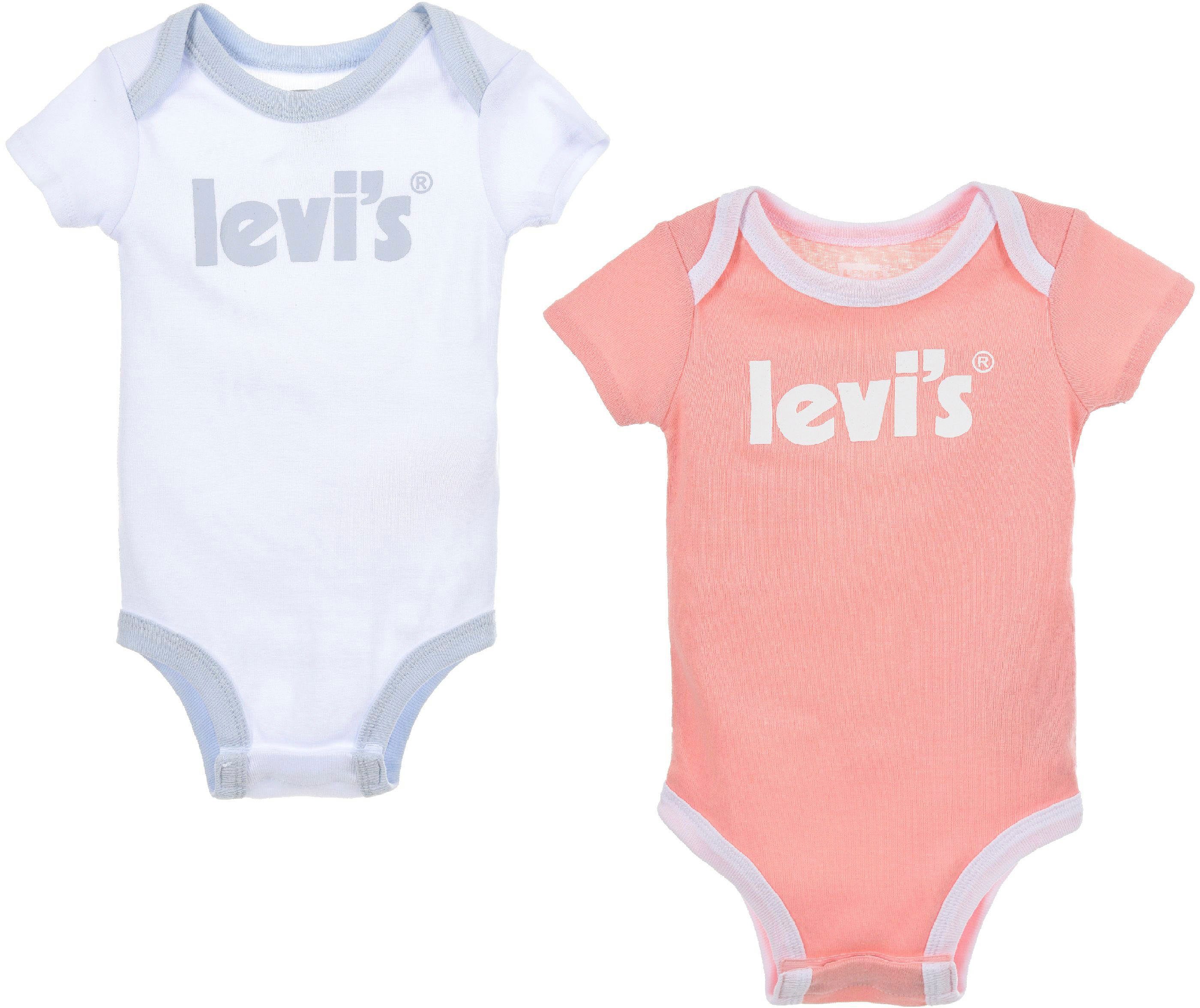 Levi's® Kids Kurzarmbody (Set, 2-tlg) UNISEX weiß-blau + rosa-weiß