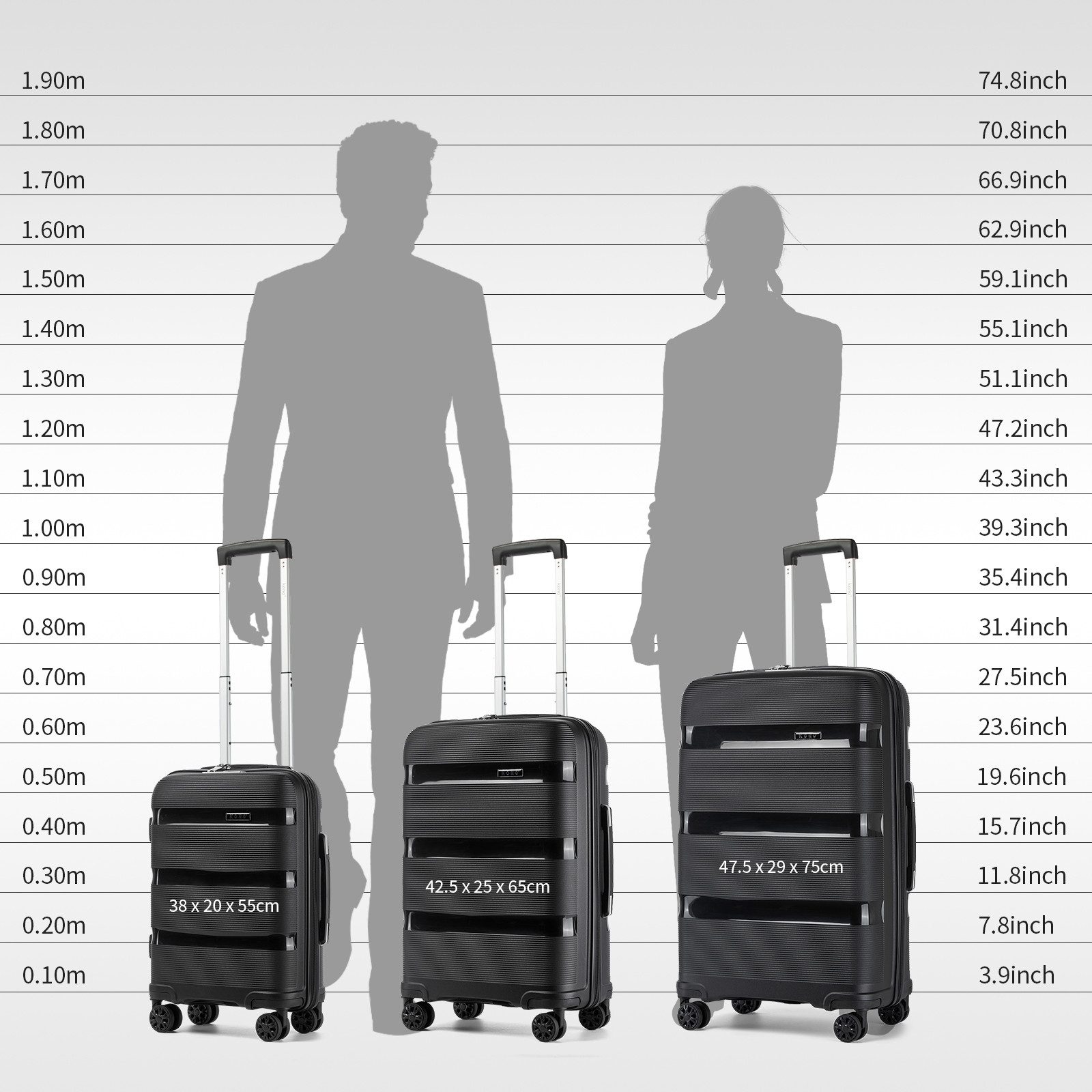 KONO Koffer Leichter PP-Reisekoffer mit 4 günstig online kaufen
