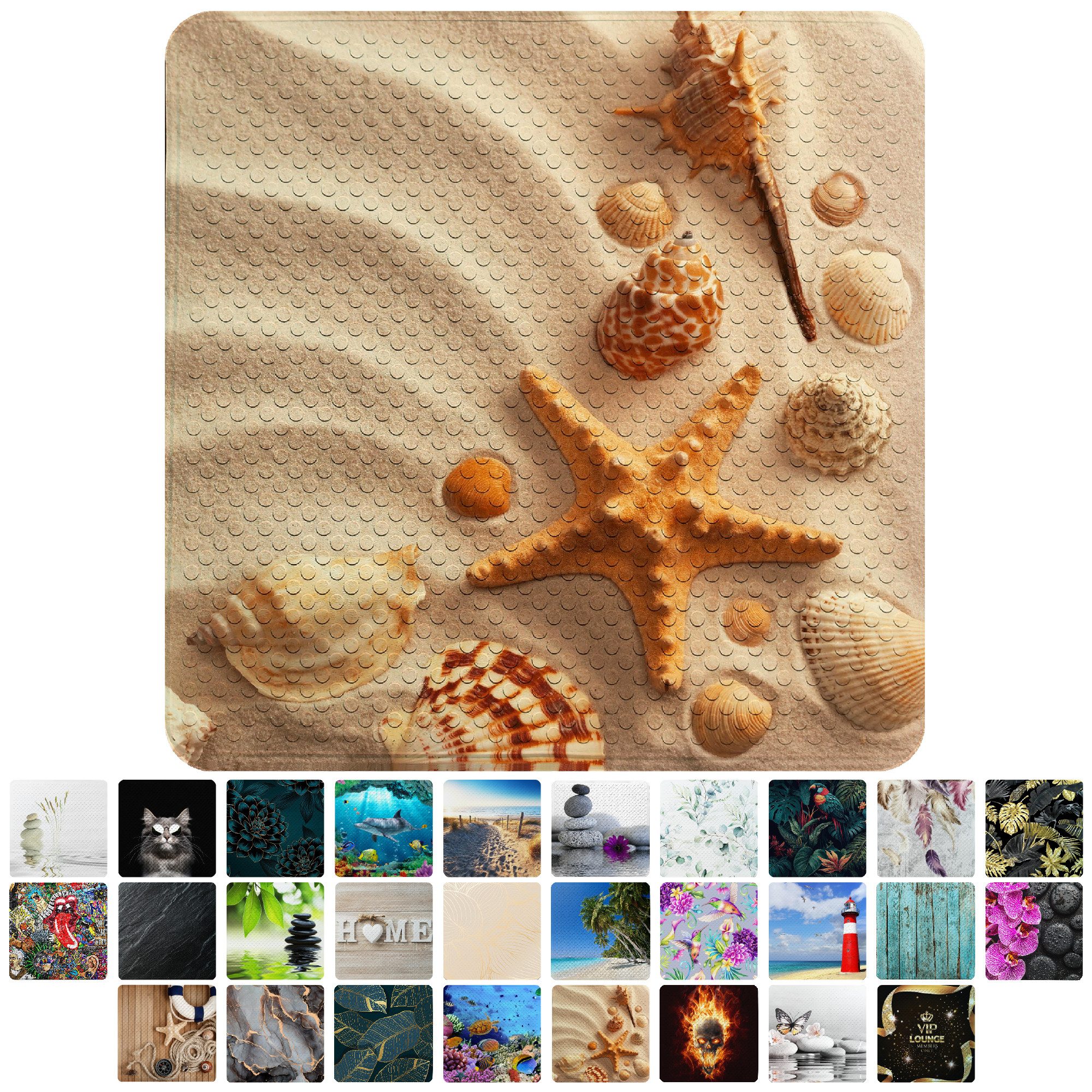 Sanilo Duschmatte mit Motiv, viele schöne Badematten zur Auswahl, rutschfeste & sichere Badematte, hochwertig, Kunststoff PVC, quadratisch, 230 extra starke Saugnäpfe, 53 x 53 cm, waschbar