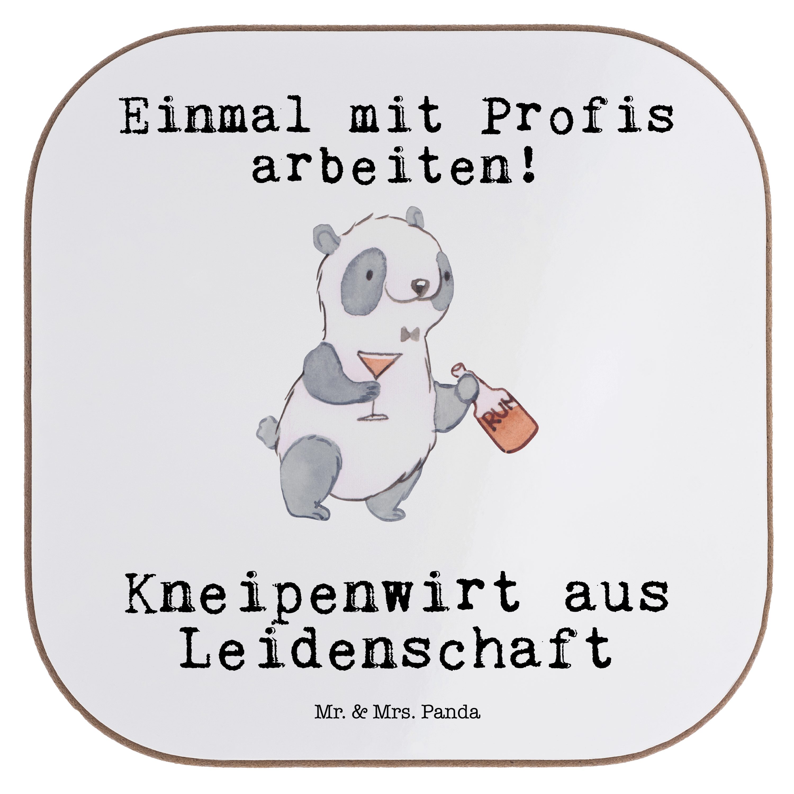 Mr. & Mrs. Panda Getränkeuntersetzer Kneipenwirt aus Leidenschaft - Weiß - Geschenk, Untersetzer Gläser, G, 1-tlg.