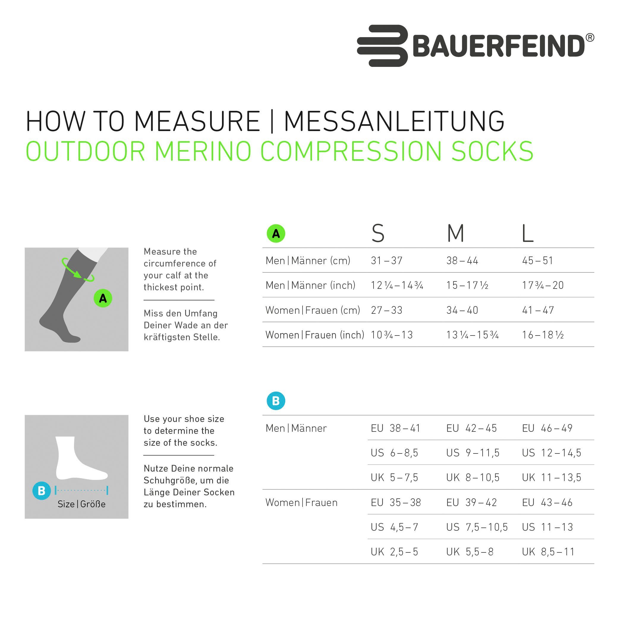 Bauerfeind Sportsocken Outdoor Merino Compression Socks mit hohem Anteil an Merinowolle