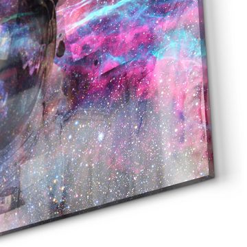 DEQORI Küchenrückwand 'NASA Astronaut in Nebula', Glas Spritzschutz Badrückwand Herdblende
