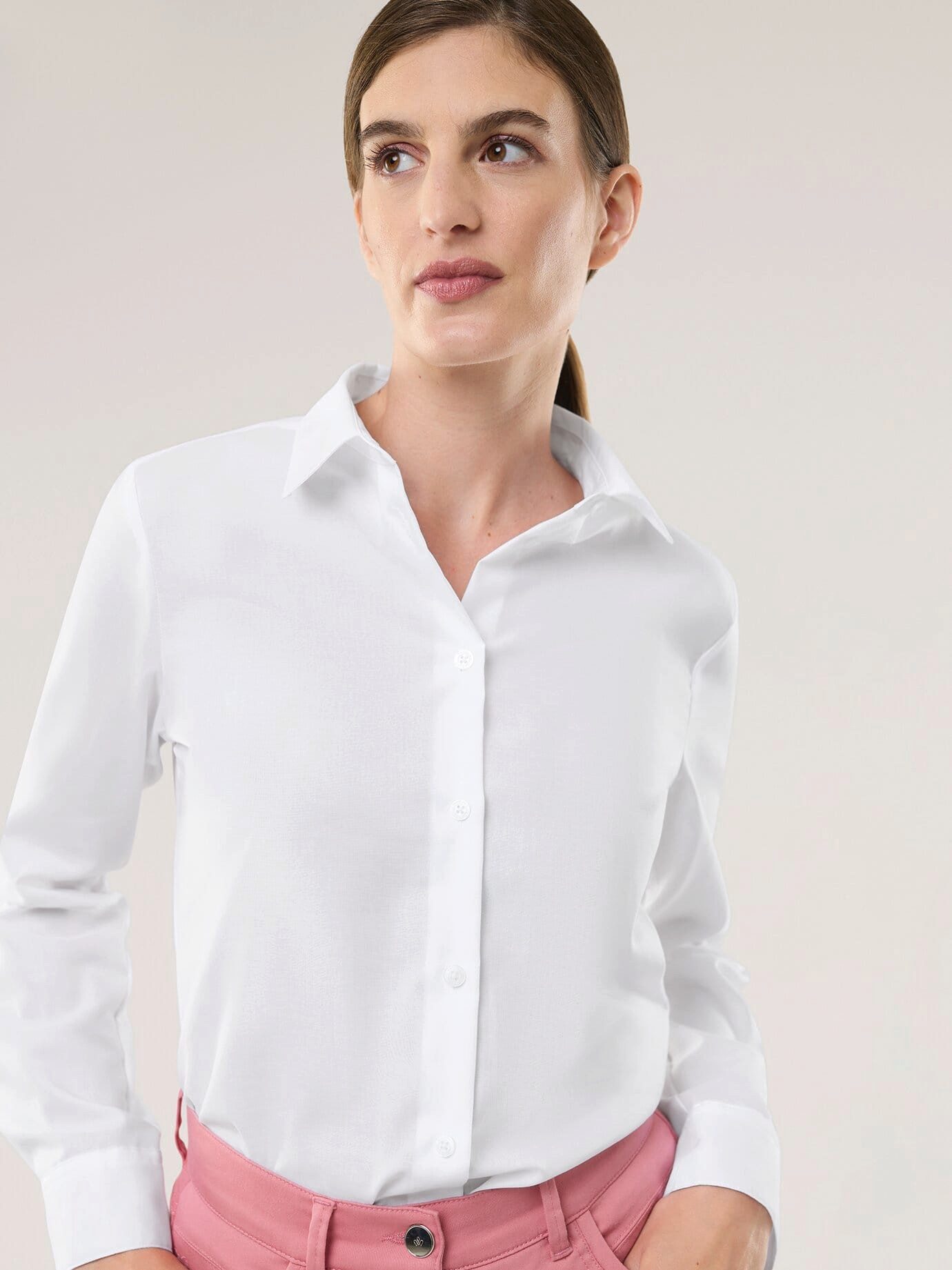 Walbusch Langarmbluse Damen Extraglatt Baumwoll-Bluse Blusenkragen Langarm, klassisch, bügelfrei, atmungsaktiv