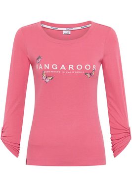 KangaROOS Langarmshirt mit süßem Logodruck & Ärmeln zum krempeln