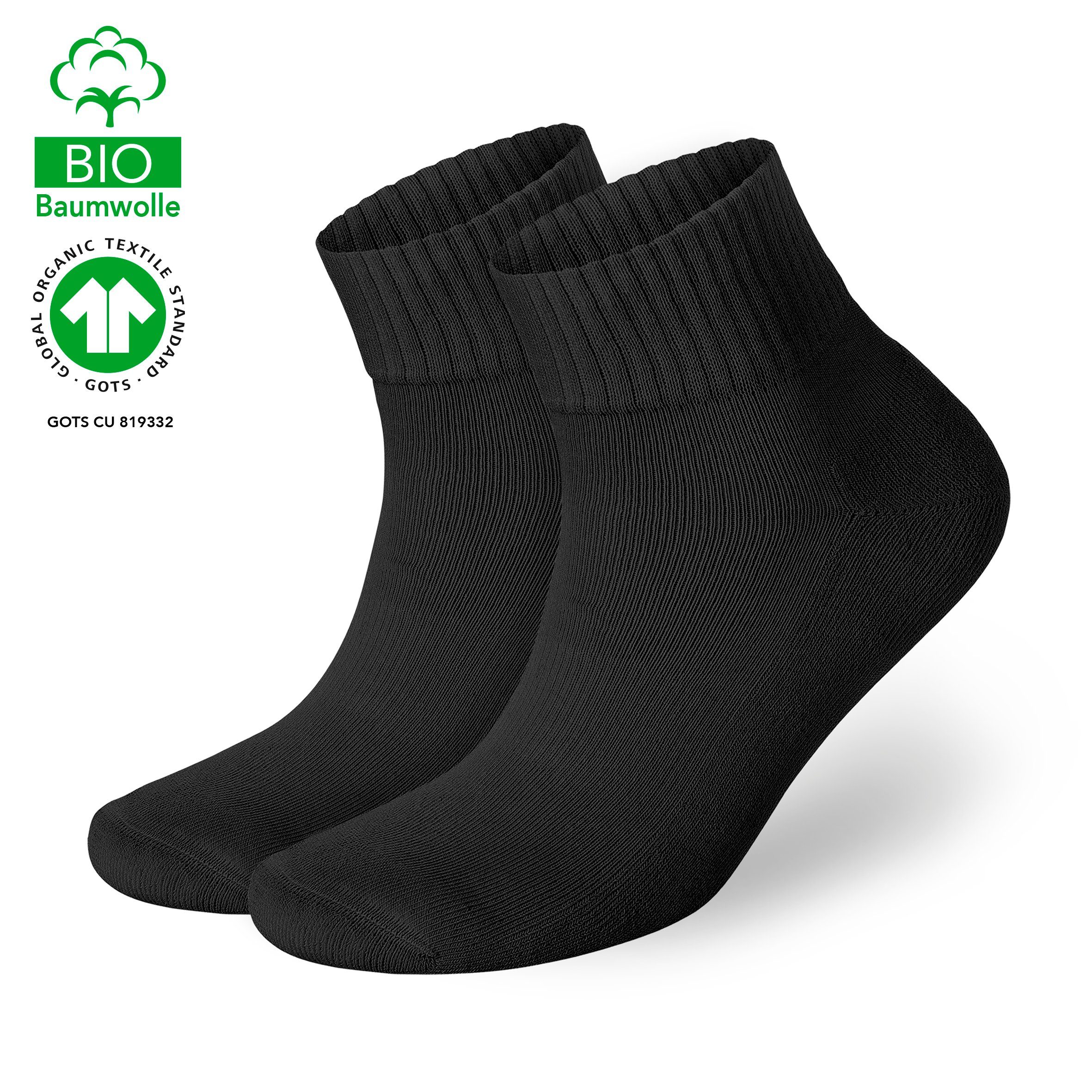 Sportsocken Arbeitssocken gepolsterte kein - atmungsaktiv und Paar für Sneaker Ferse NAHLE Schwarz Herren Damen Socken Sohle - Schwitzen 24 & (24-Paar) Bio-Baumwolle