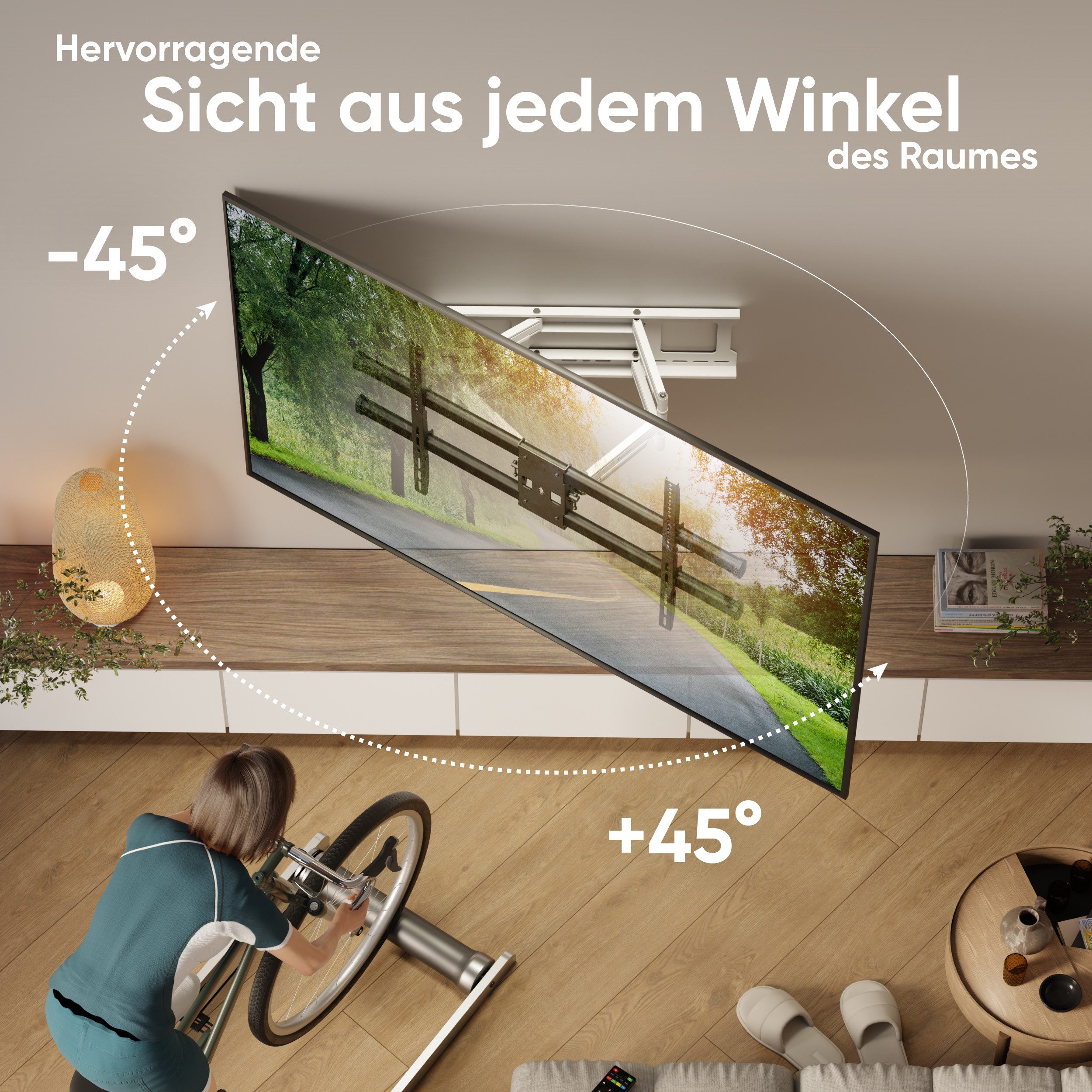 ONKRON TV-Wandhalterung 42-120 Zoll, bis 100 kg, VESA 200x100-1000x600, M10-BW, (bis 120 Zoll, groß, schwenkbar, neigbar, ausziehbar, Doppelarm) – Bild 5 von 5