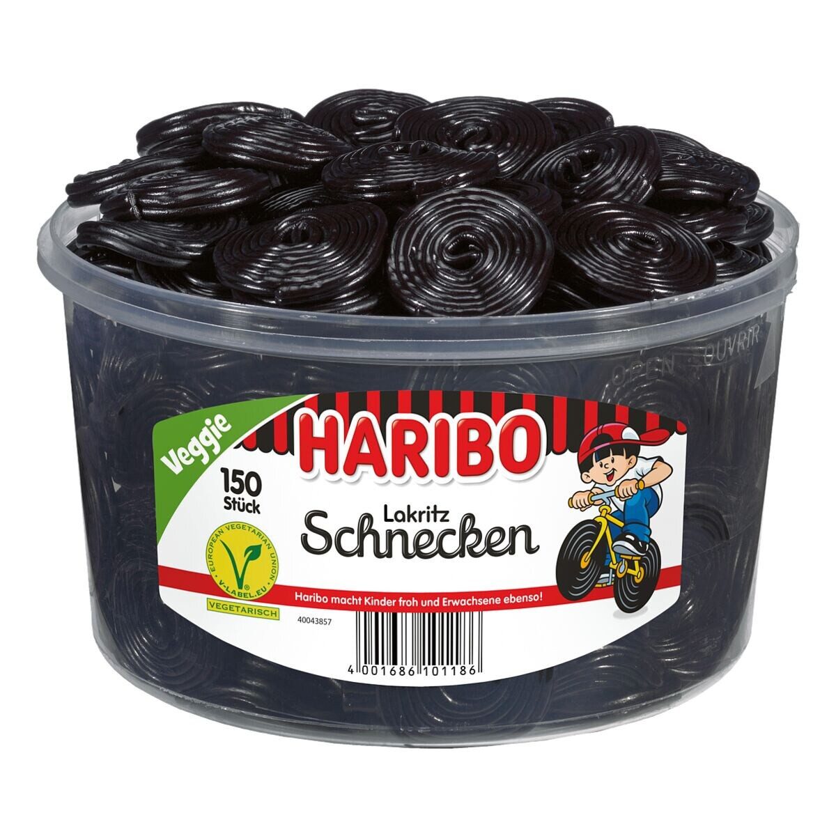 HARIBO Süßigkeit Lakritz Schnecken, 150 Stück, vegetarisch
