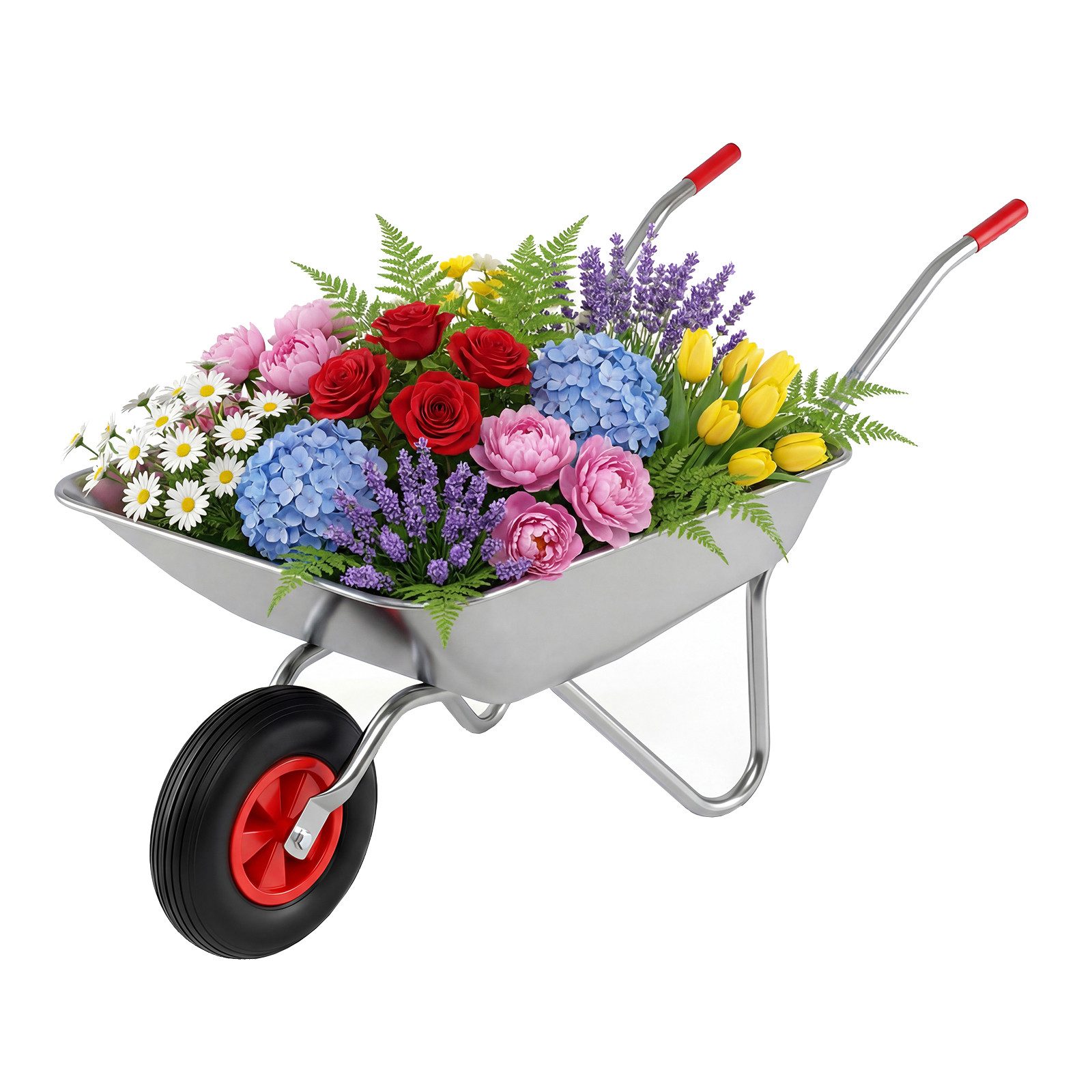 COSTWAY Bollerwagen, Garten-Nutzfahrzeug mit 2 Griffen & großem Gummireifen