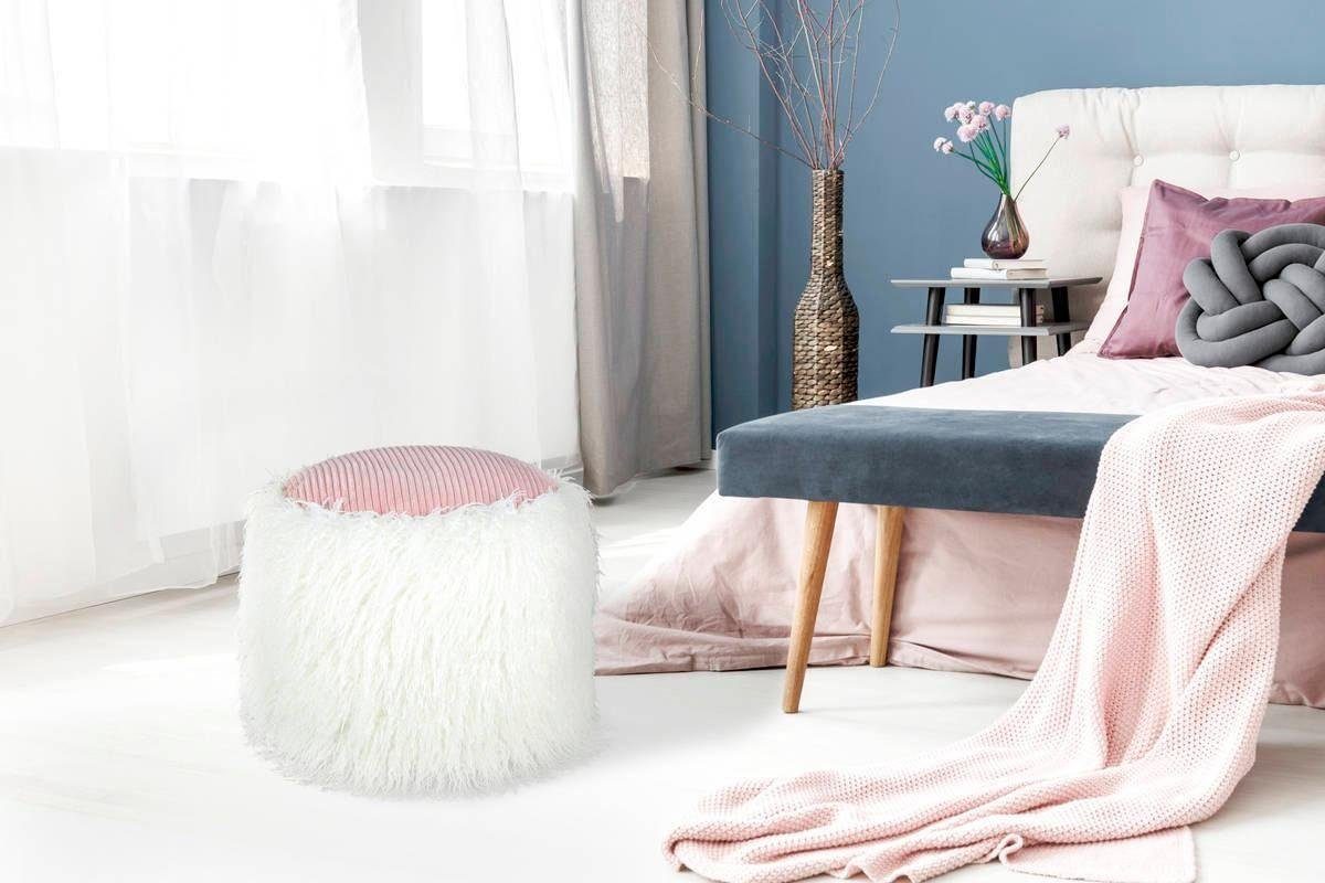 Kayoom Pouf Fellpouf Bobtail 125, Fellhocker in zweifarbigem Design (1-St), modern, dekorativ, kindersicherer Reißverschluss an der Unterseite