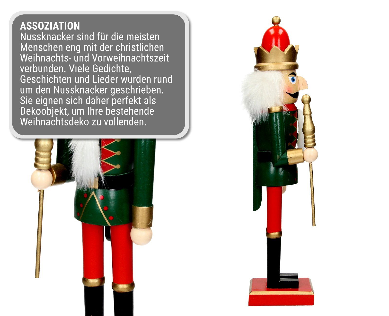 HAGO Weihnachtsfigur Nussknacker Nussbeisser Holz Figur Volkskunst rot Deko Erzgebirge Unikat