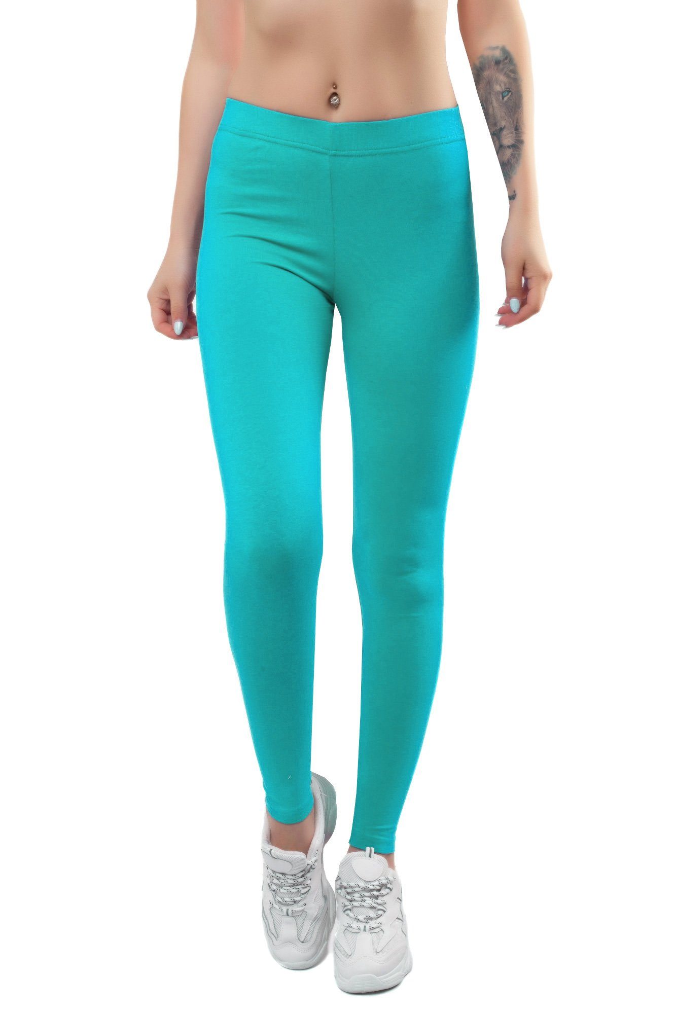 Bongual Leggings Basics mit Komfortbund Baumwollmix aus mint