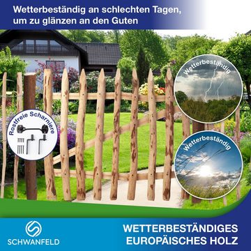 Schwanfeld Staketenzaun Tor 90 x 100cm Premium - [WETTERBESTÄNDIGES TOR FÜR ZAUN GARTEN], (inkl. Scharniere - Hochwertiges Tor Gartenzaun Holz - FSC zertifiziertes Holz - Rollzaun Tor)