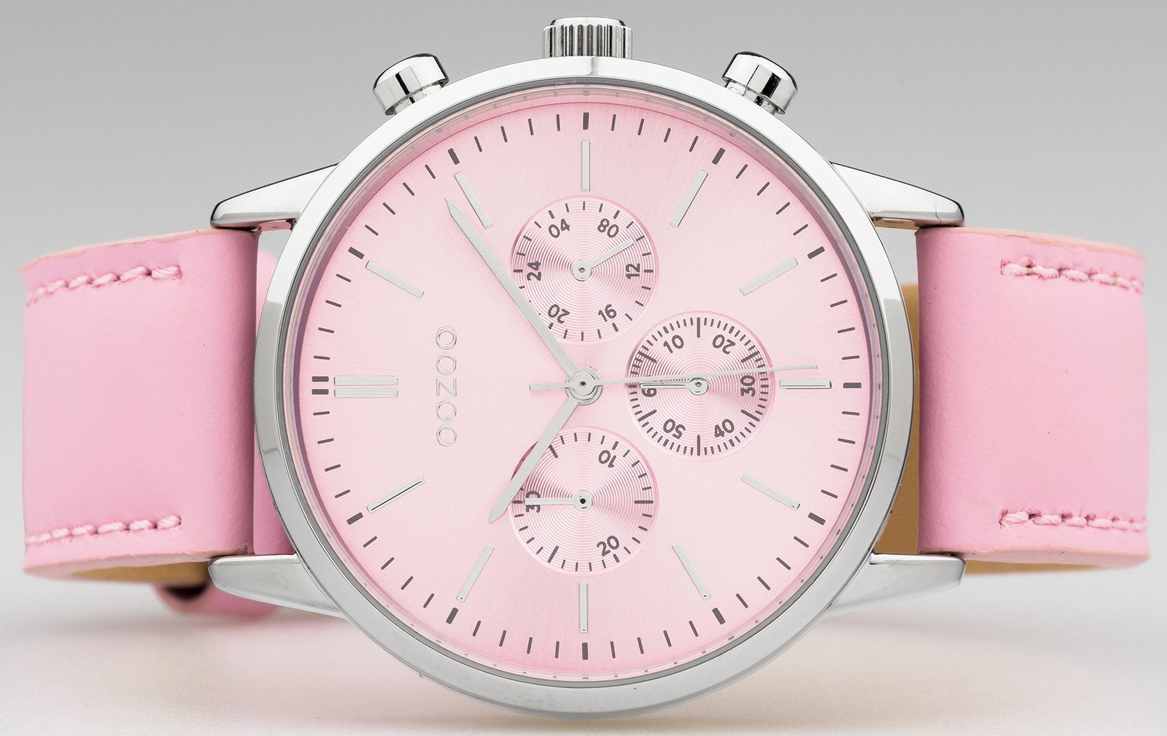 OOZOO Quarzuhr C10595, Armbanduhr, Damenuhr, Lederarmband, Chrono-Look