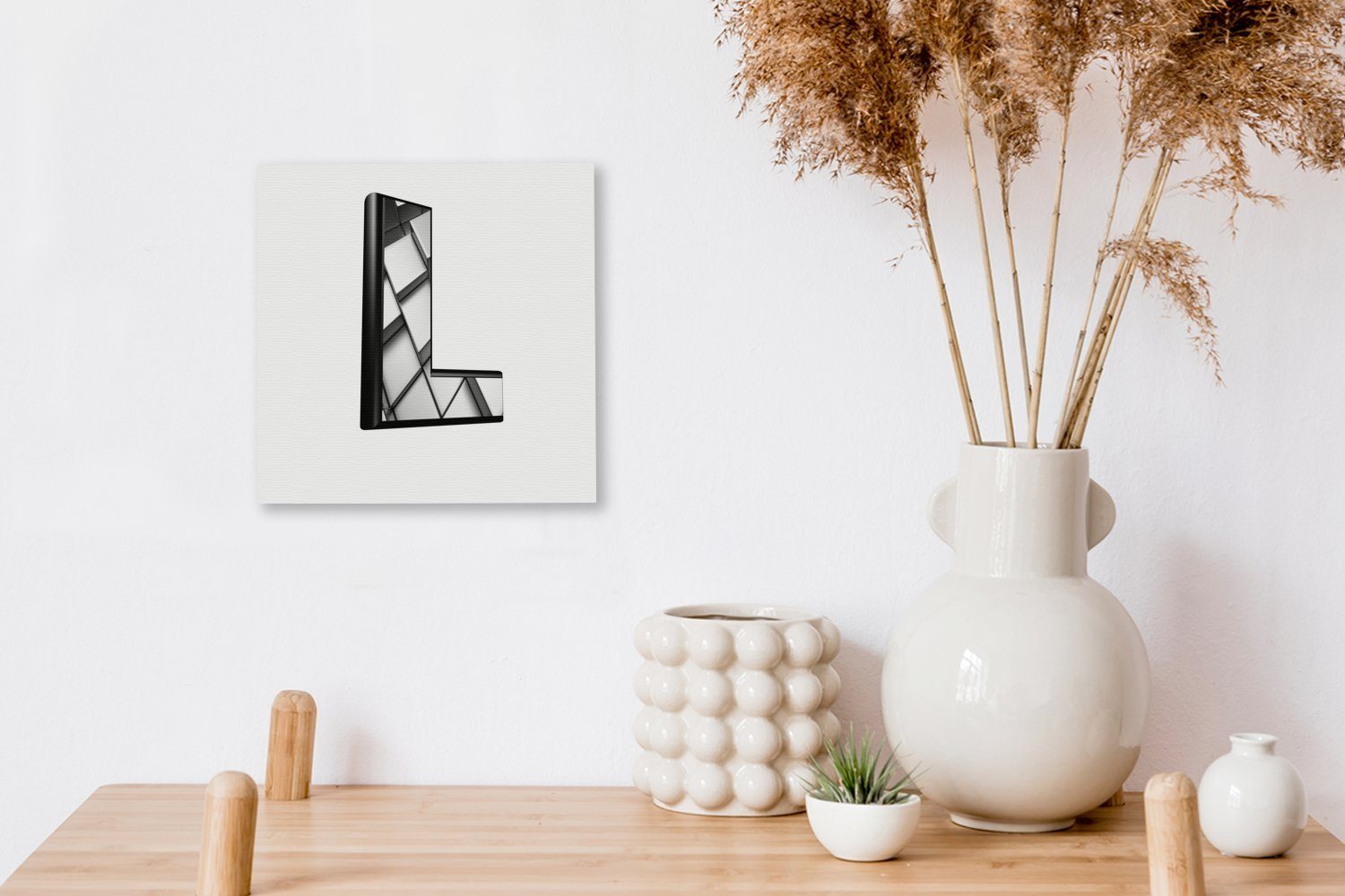 für Leinwandbild Schlafzimmer Wohnzimmer Buchstabens Leinwand Bilder OneMillionCanvasses® L, (1 St), des 3D-Darstellung Eine