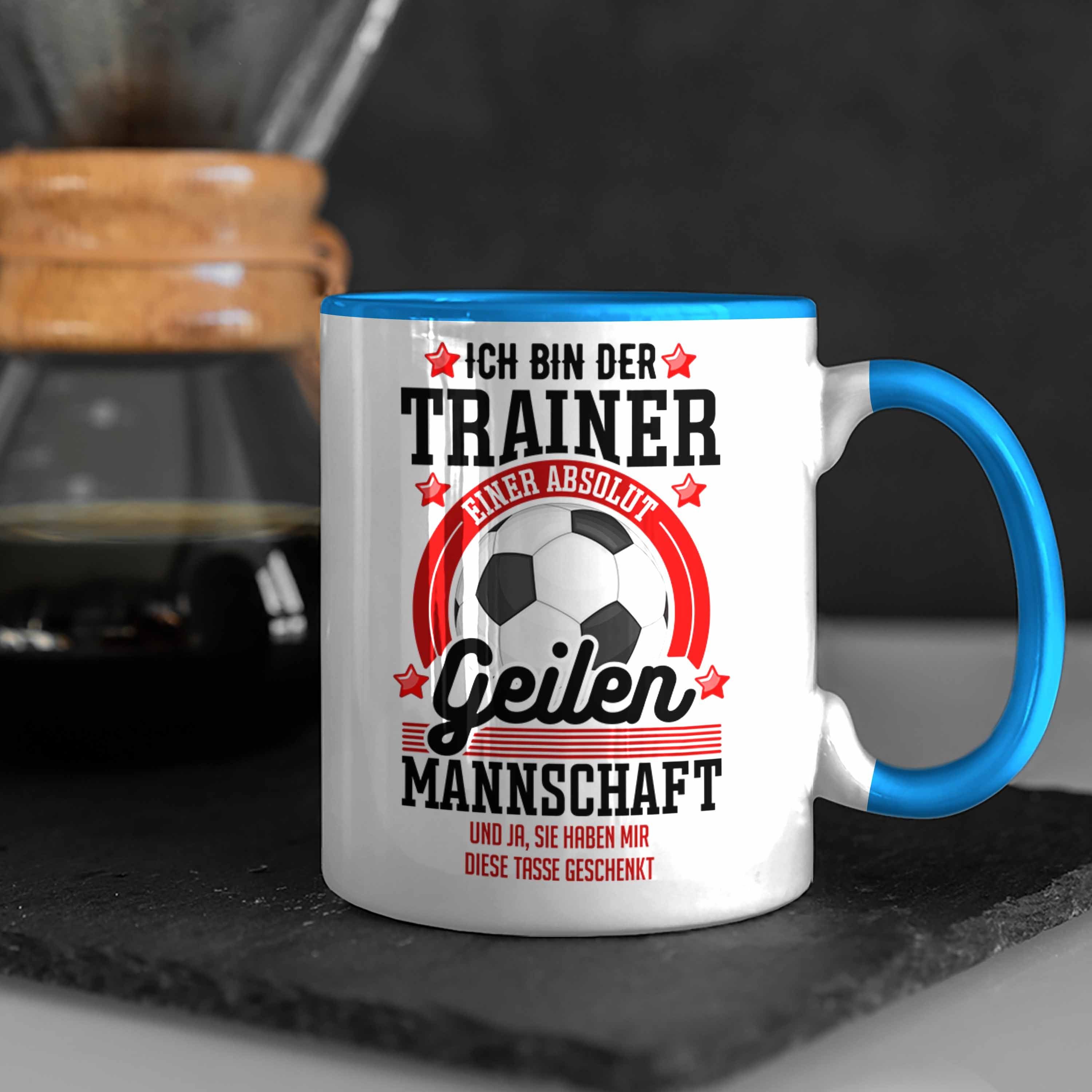 Fußball Coach Fussballtrainer Geschenk - Tasse Geburtstag Bester Trendation Trendation Weihnachten Geschenkidee Danke Tasse Blau