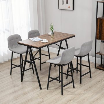 HOMCOM Bargruppe Bartisch mit Barhockern im Industrie-Design, Knopfheftung, (Set, 5-tlg., 1 x Tisch; 4 x Hocker), Tisch mit 4 Stühlen