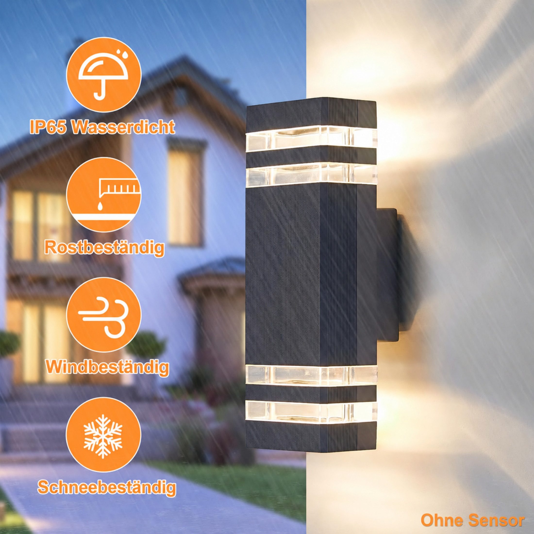 Blossom LED Wandleuchte Wandlampe LED Außenwandleuchte Up Down Leuchten IP65 3000 K Aluminium, Anthrazit, für Garten, Terrasse & Balkon – Bild 4 von 5