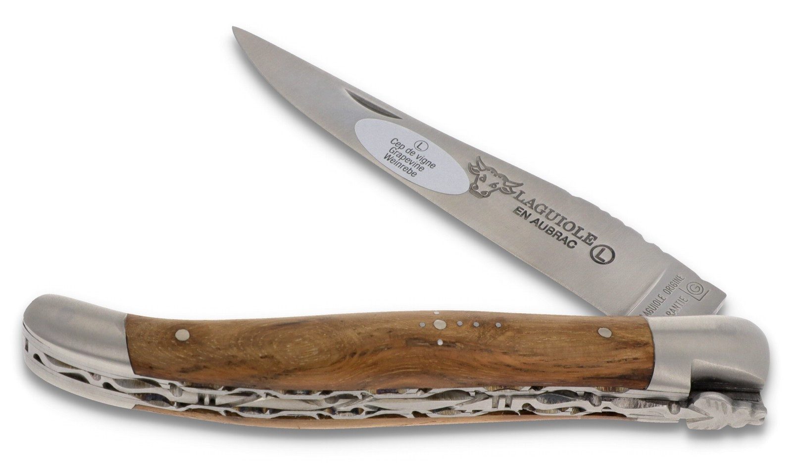 Laguiole en Aubrac Taschenmesser L0712CVIF, Griff 12cm Weinrebe - Doppelplatine - Klinge Backen Stahl satiniert