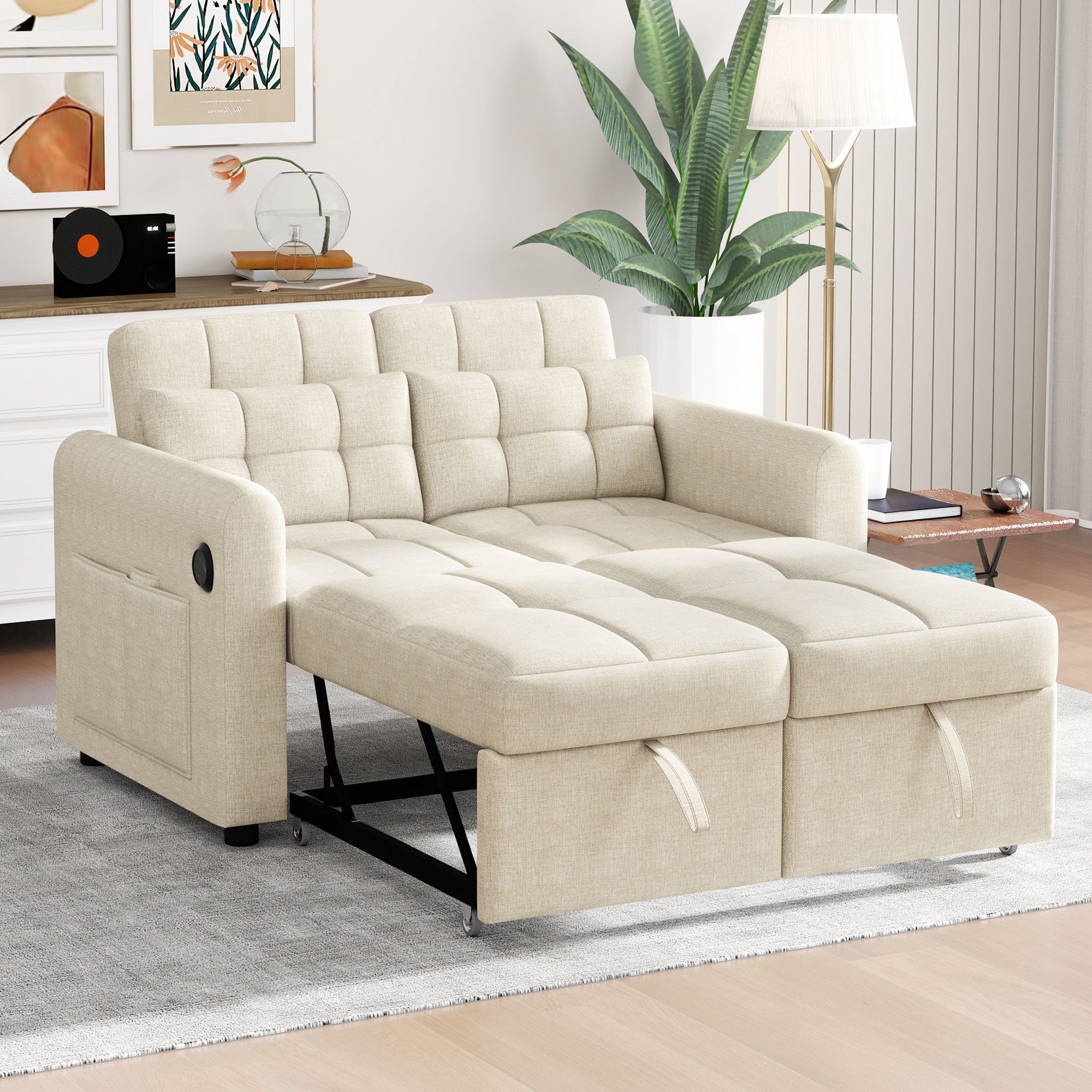 Merax Schlafsofa 3-in-1 Ausziehsofa, Sofa mit Schlaffunktion für Wohnzimmer günstig online kaufen