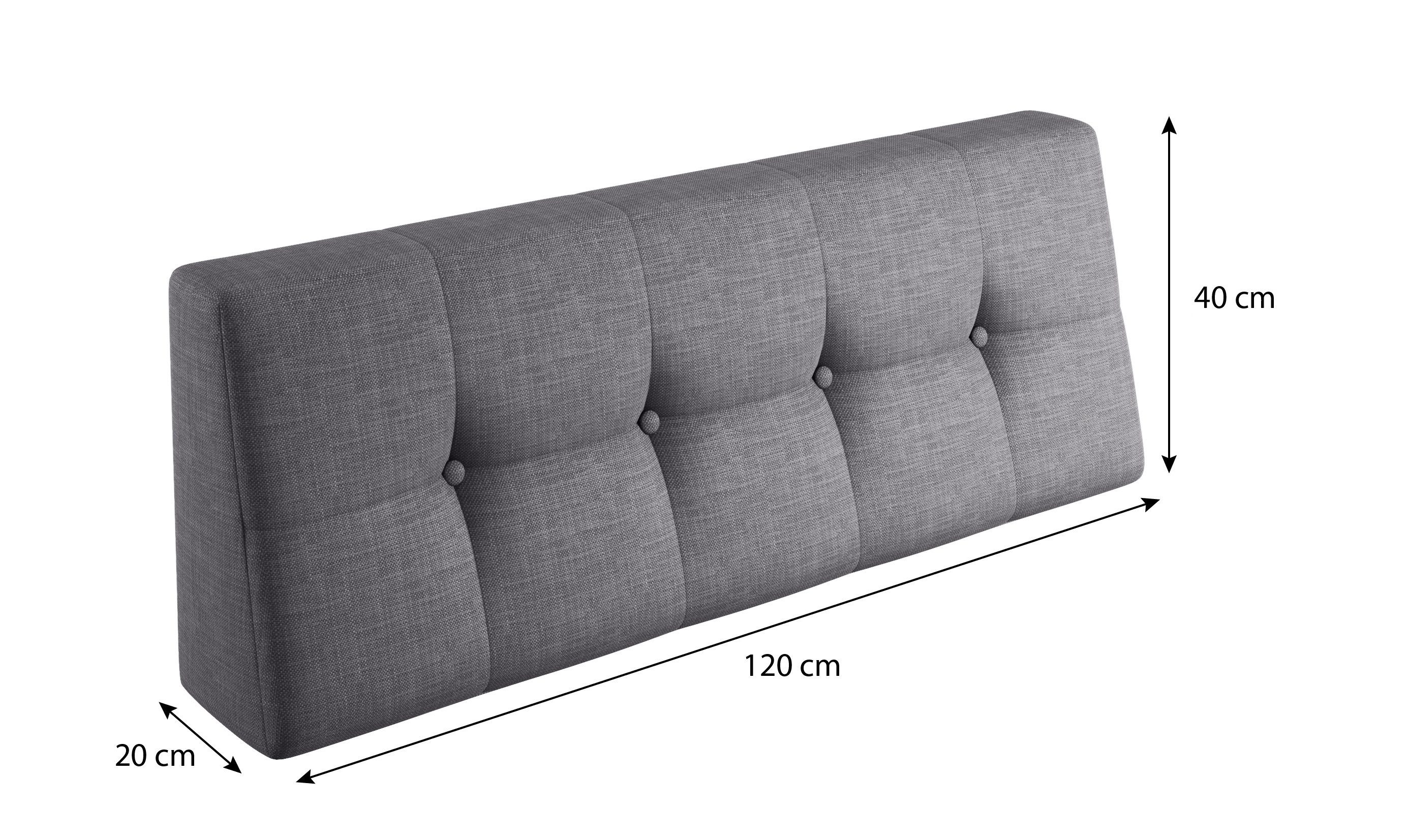 sunnypillow Rückenkissen Palettenkissen gesteppt Rückenkissen 120x40x20/10cm, Grau