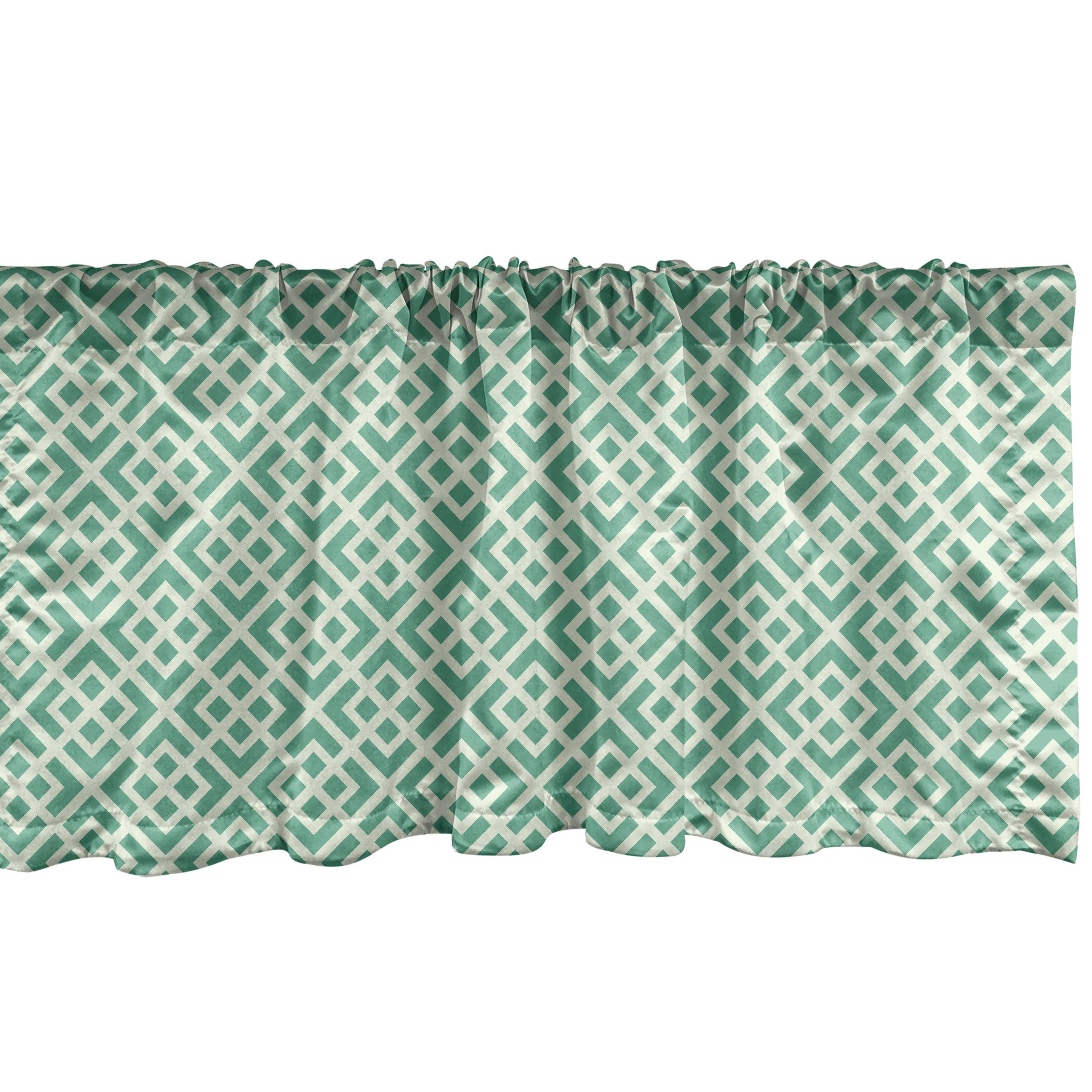 Scheibengardine Vorhang Volant für Küche Schlafzimmer Dekor mit Stangentasche, Abakuhaus, Microfaser, Minze Shabby Abstract Squares