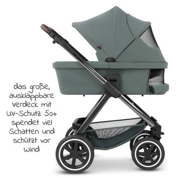 ABC Design Kombi-Kinderwagen Samba - 3in1 - Set - Aloe, Kinderwagen Buggy mit Babywanne, Babyschale, Sportsitz, Regenschutz