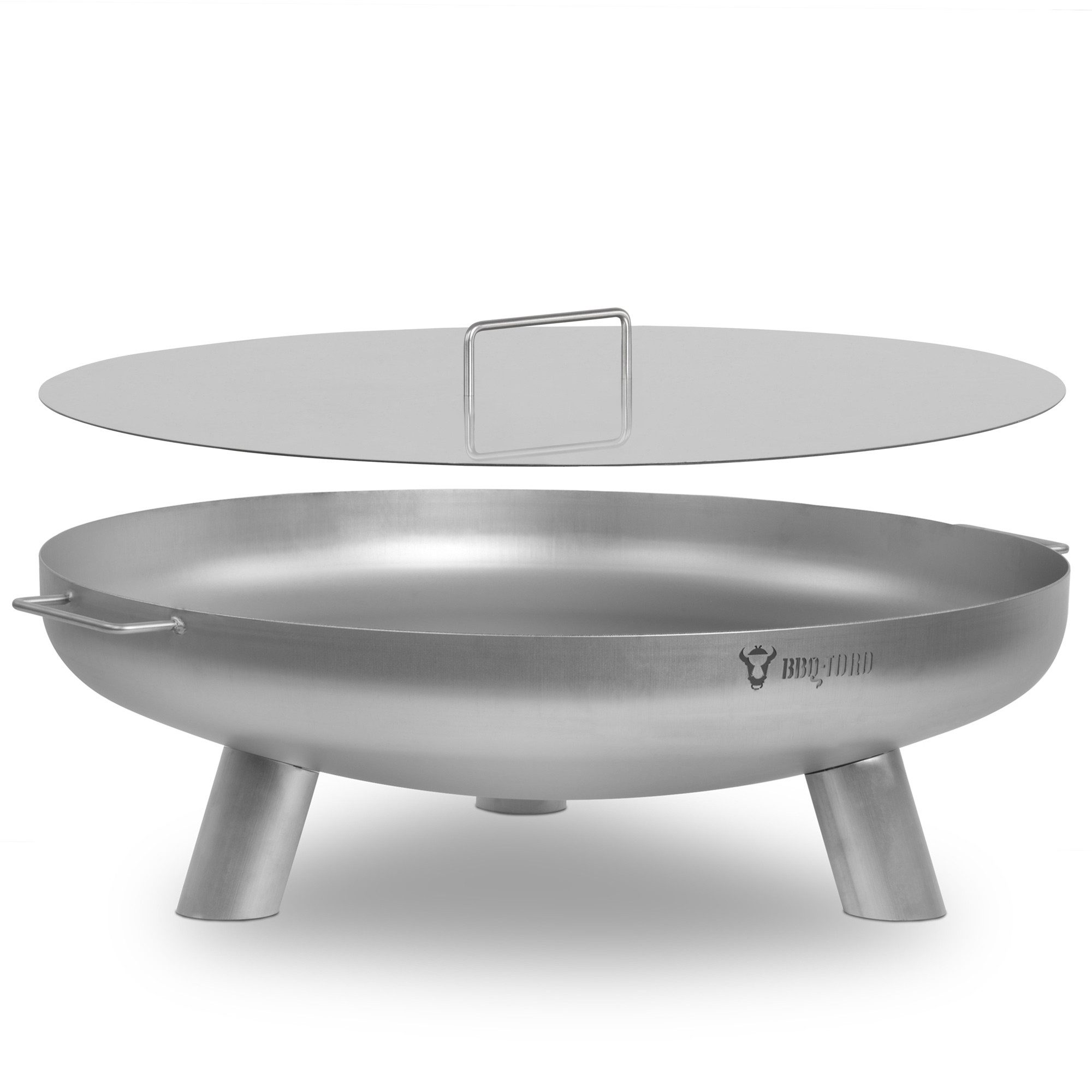 BBQ-Toro Feuerschale Edelstahl Feuerschale Ø 80 cm mit Deckel, Silber, Outdoor Feuerstelle, (Set, Feuerschale und Deckel), Hitzebeständig
